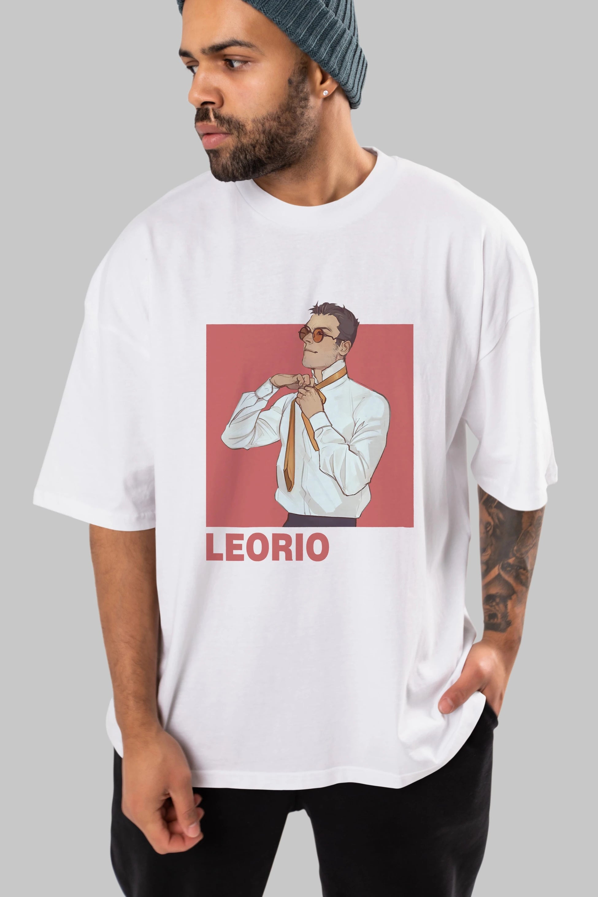 Leorio Paladiknight 5 Anime Ön Baskılı Oversize t-shirt %100 pamuk Erkek Kadın Unisex