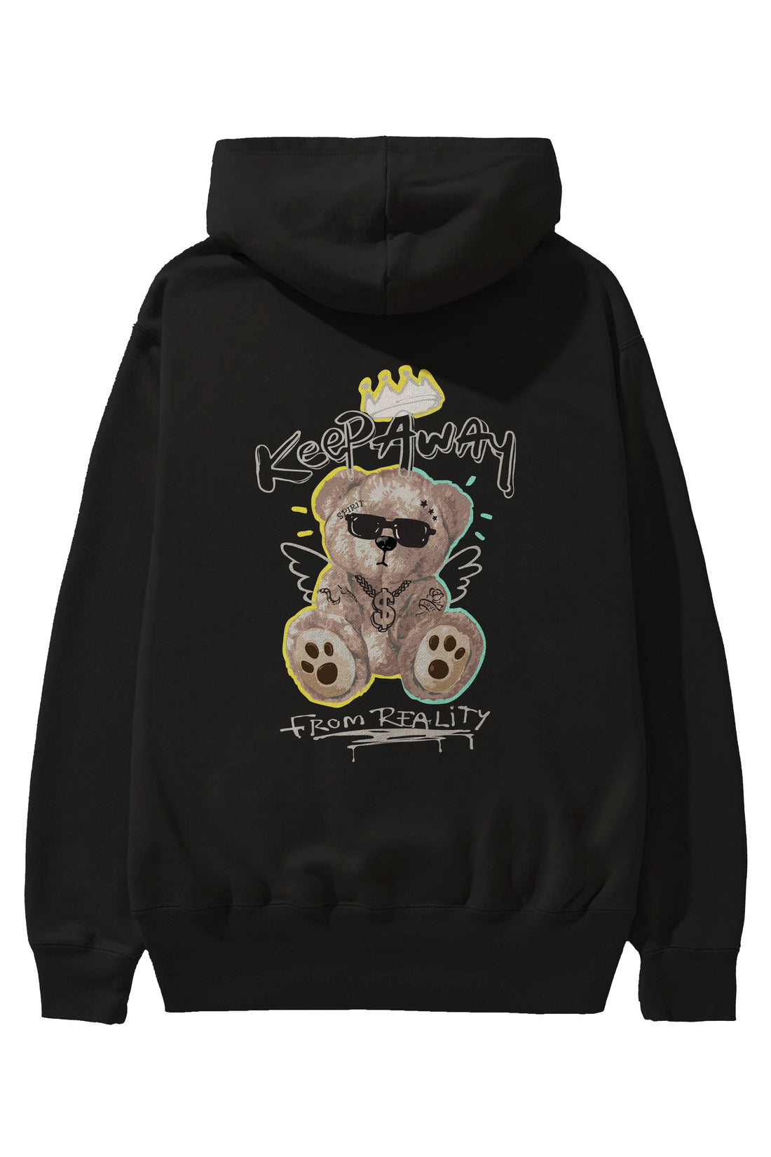 Keep Away Bear Arka Baskılı Hoodie Oversize Kapüşonlu Sweatshirt Erkek Kadın Unisex