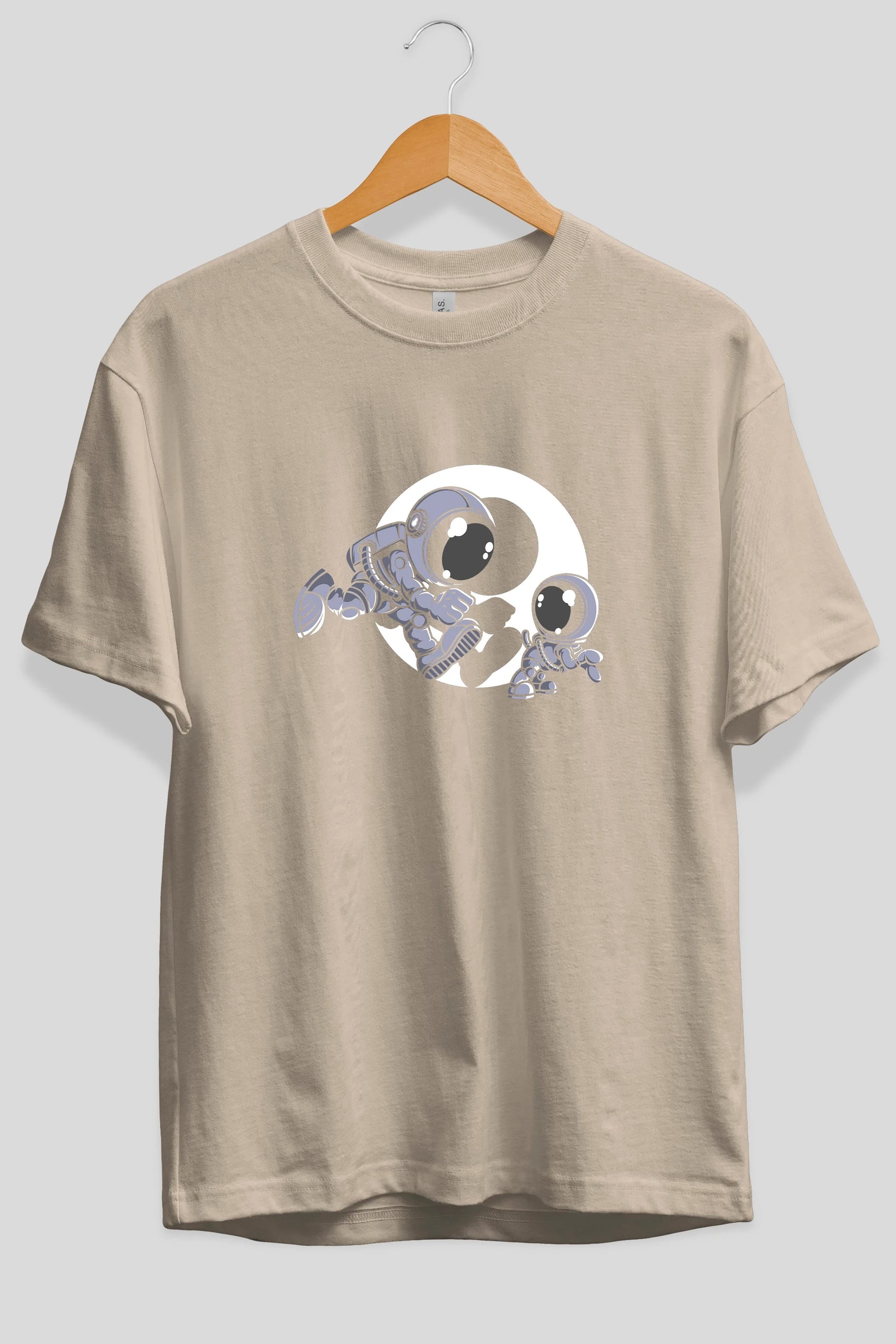 Astronaut And Little Dog Ön Baskılı Oversize t-shirt Erkek Kadın Unisex