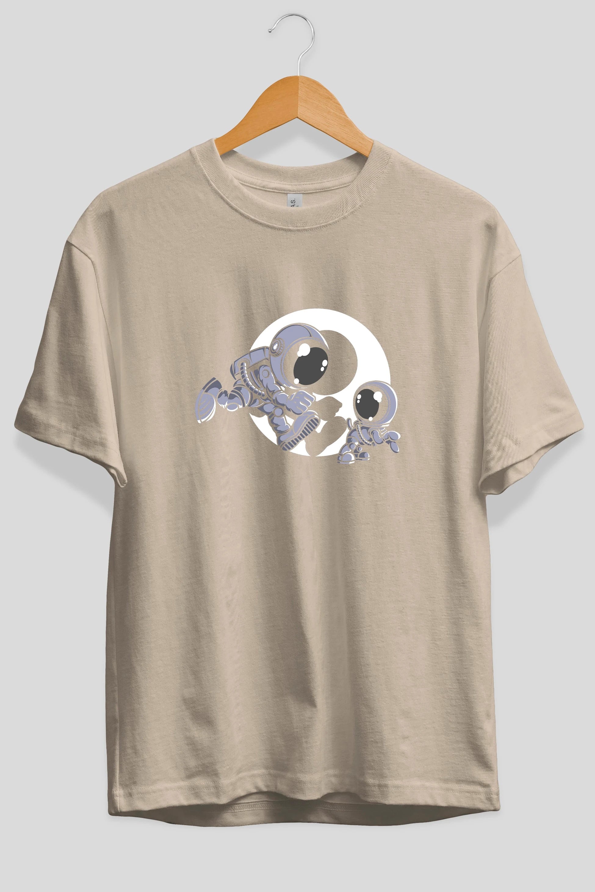 Astronaut And Little Dog Ön Baskılı Oversize t-shirt Erkek Kadın Unisex