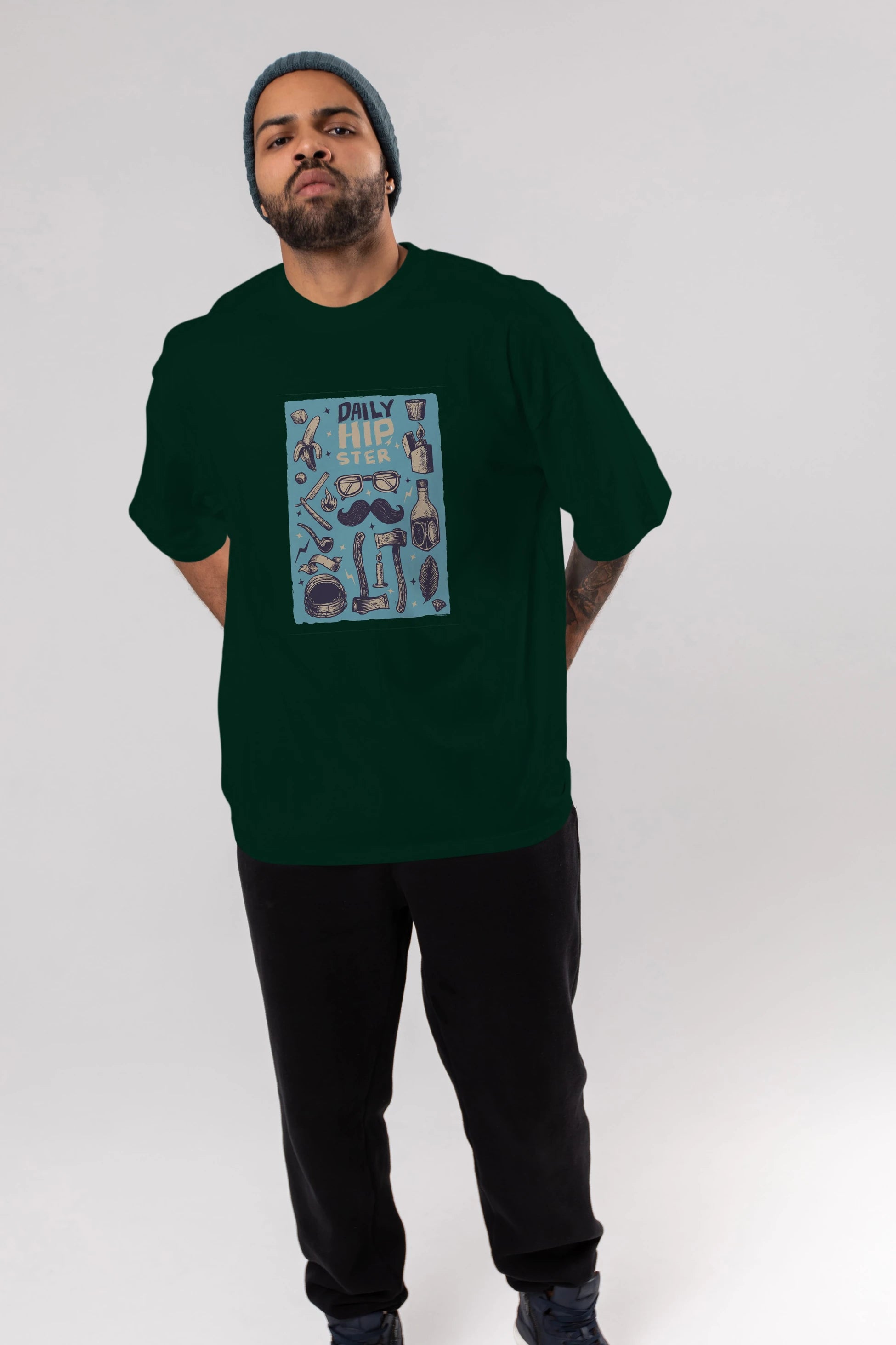 Hipster Ön Baskılı Oversize t-shirt Erkek Kadın Unisex %100 Pamuk tişort