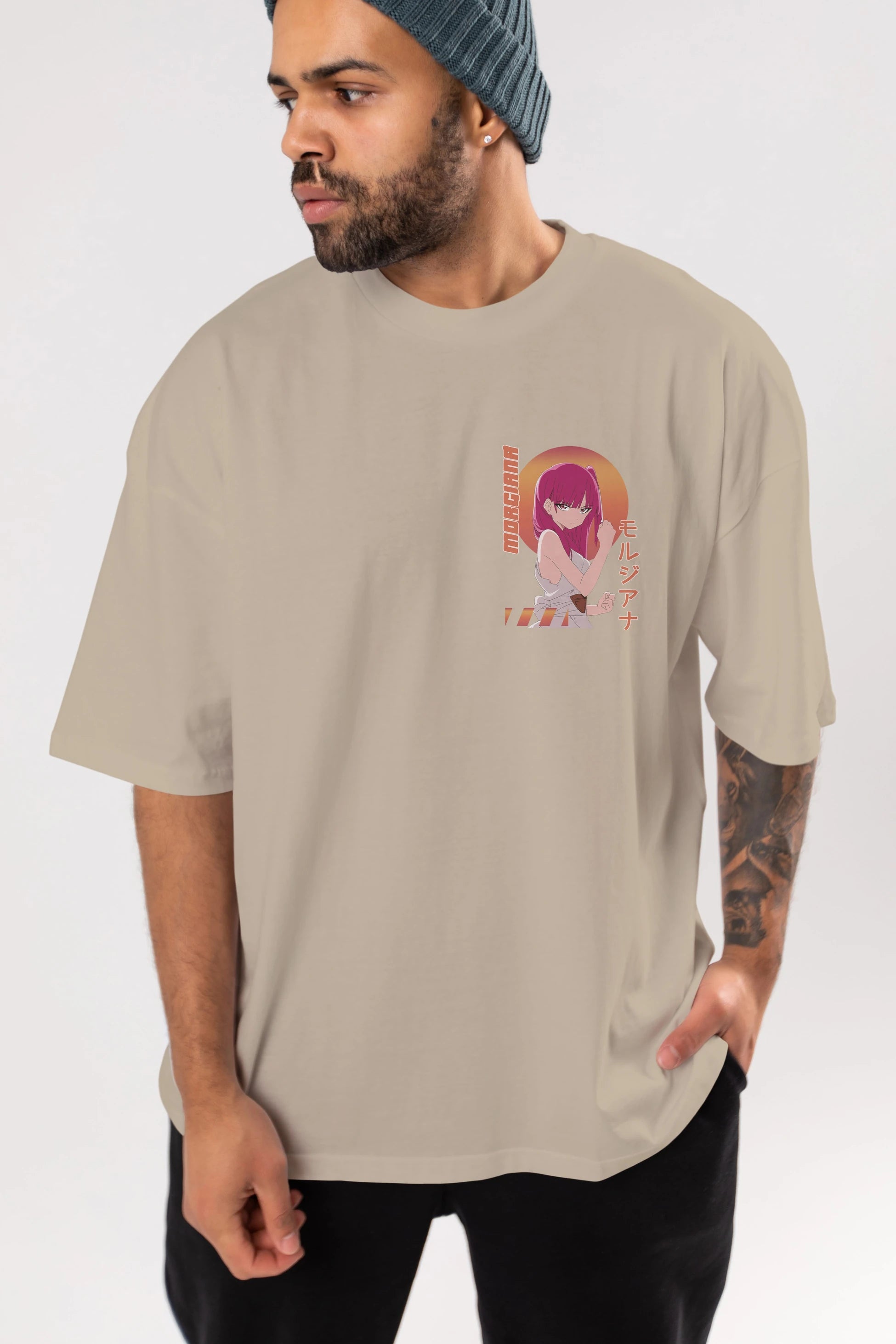 Morgiana 5 Ön Sol Baskılı Oversize t-shirt Erkek Kadın Unisex %100 Pamuk Bisiklet Yaka tişort