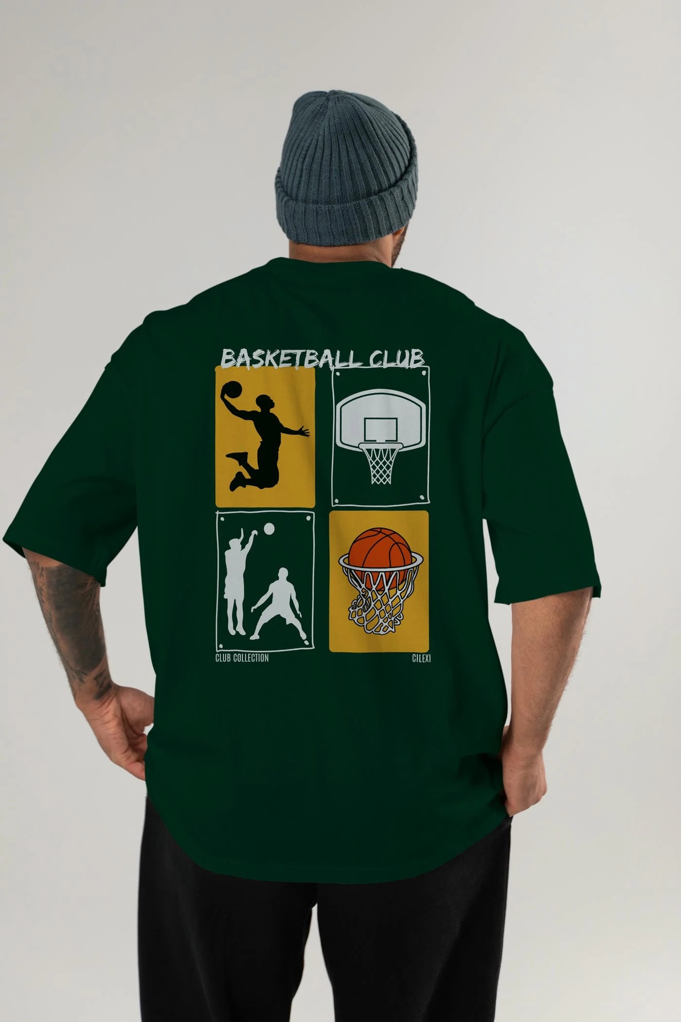 Basketball Club Arka Baskılı Oversize t-shirt Erkek Kadın %100 Pamuk Bisiklet Yaka tişort