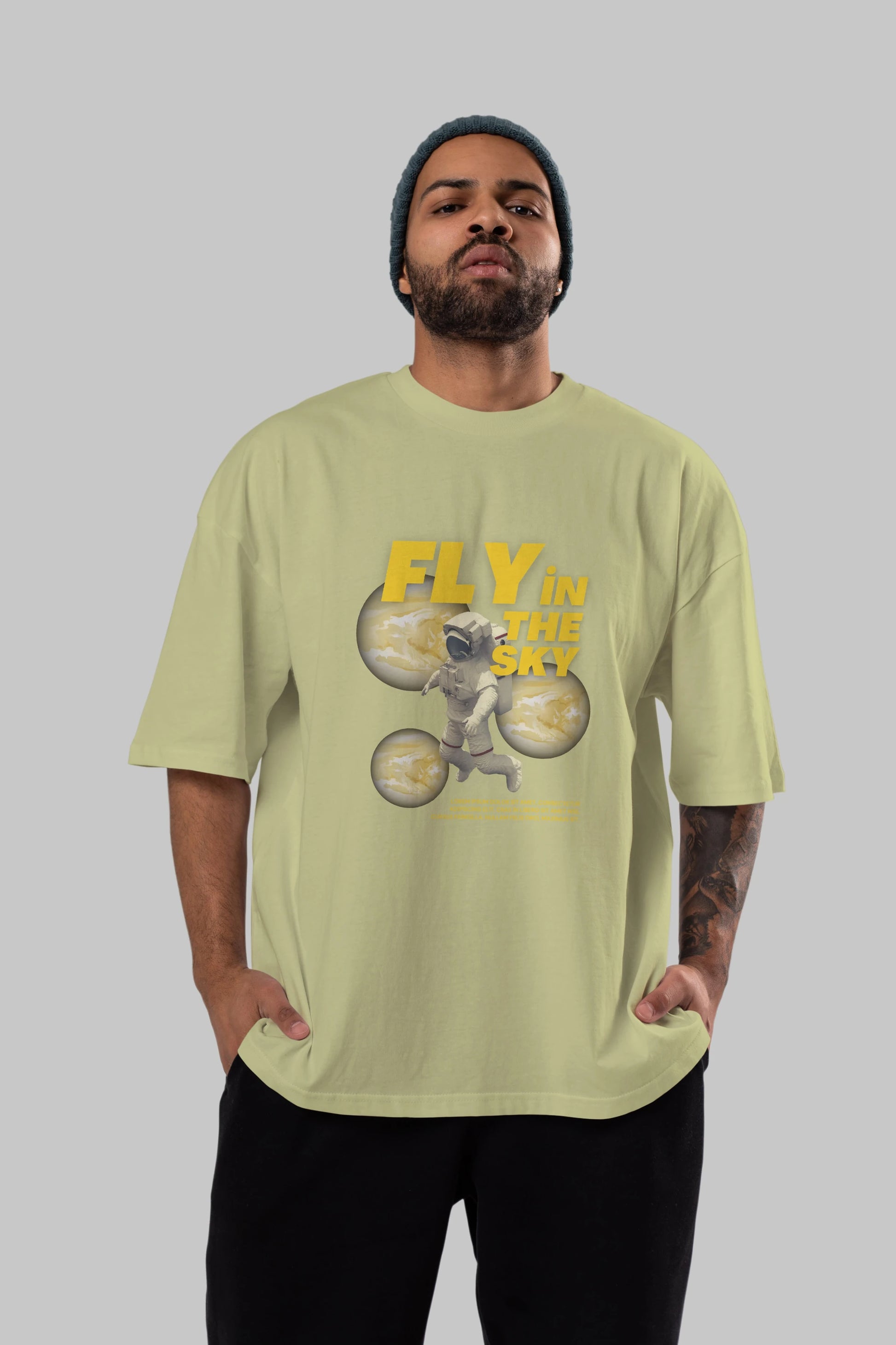 Fly in The Sky Ön Baskılı Oversize t-shirt Erkek Kadın Unisex
