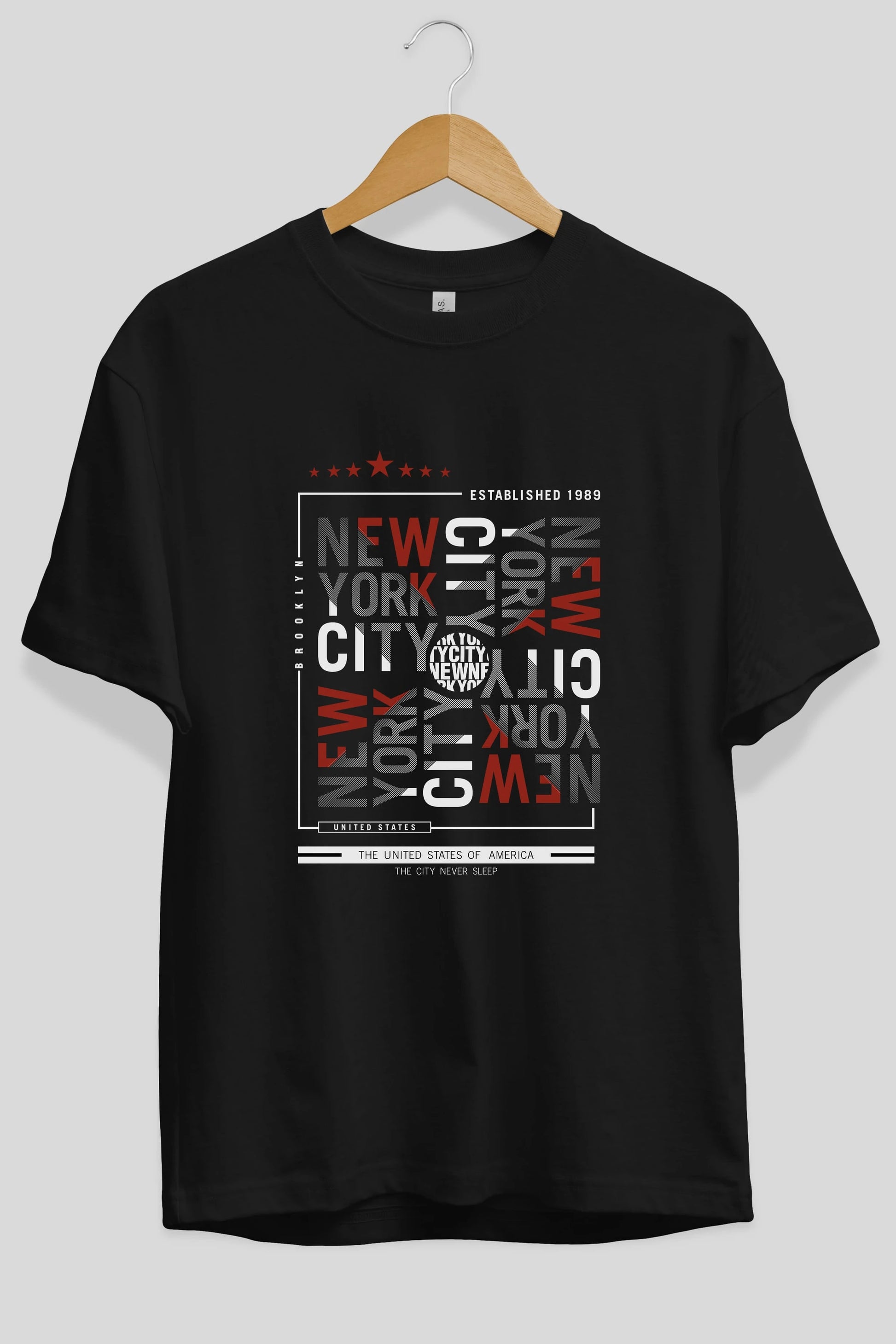 New York Style 2 Ön Baskılı Oversize t-shirt Erkek Kadın Unisex