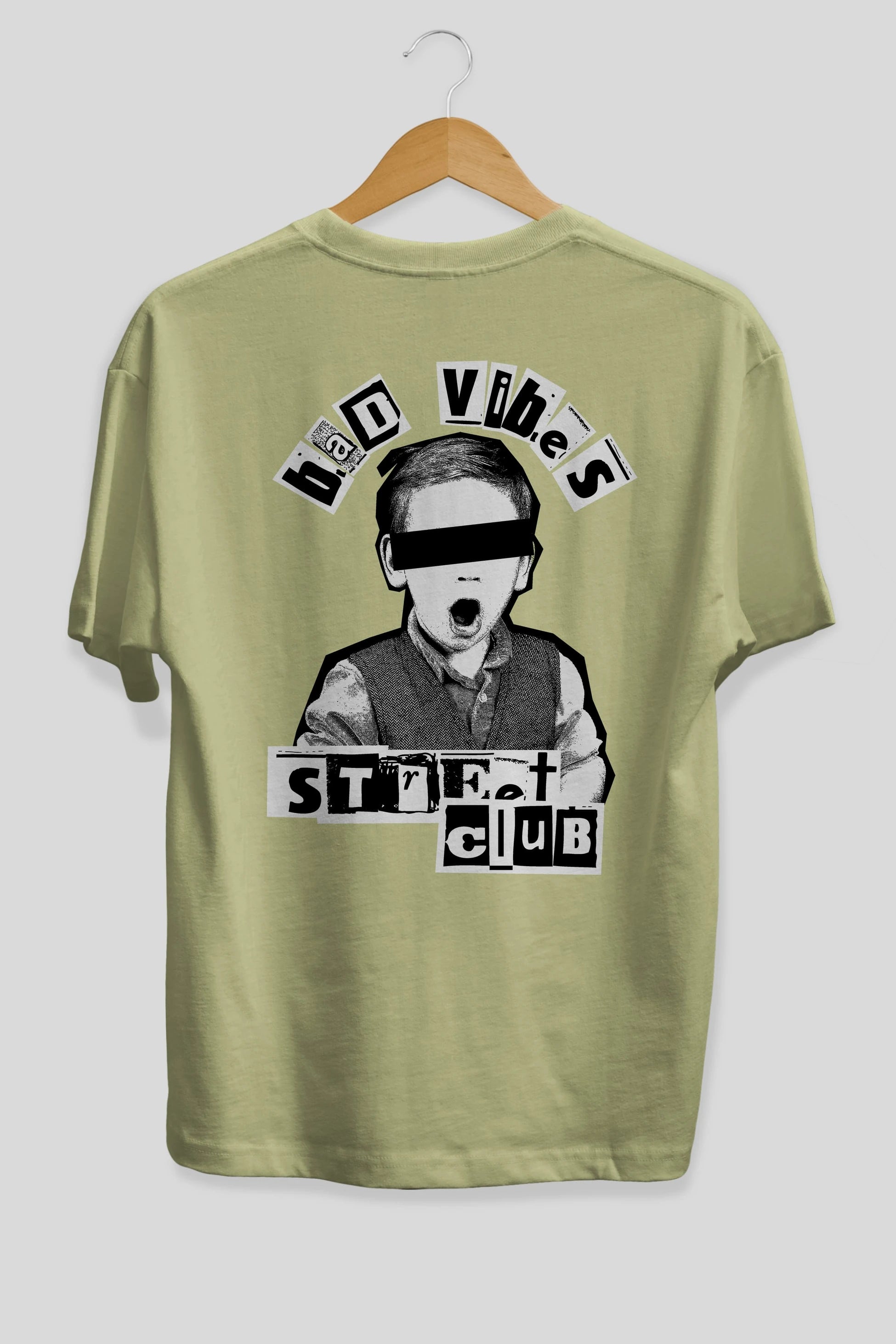 Bad Vibes Street Club Arka Baskılı Oversize t-shirt Erkek Kadın Unisex
