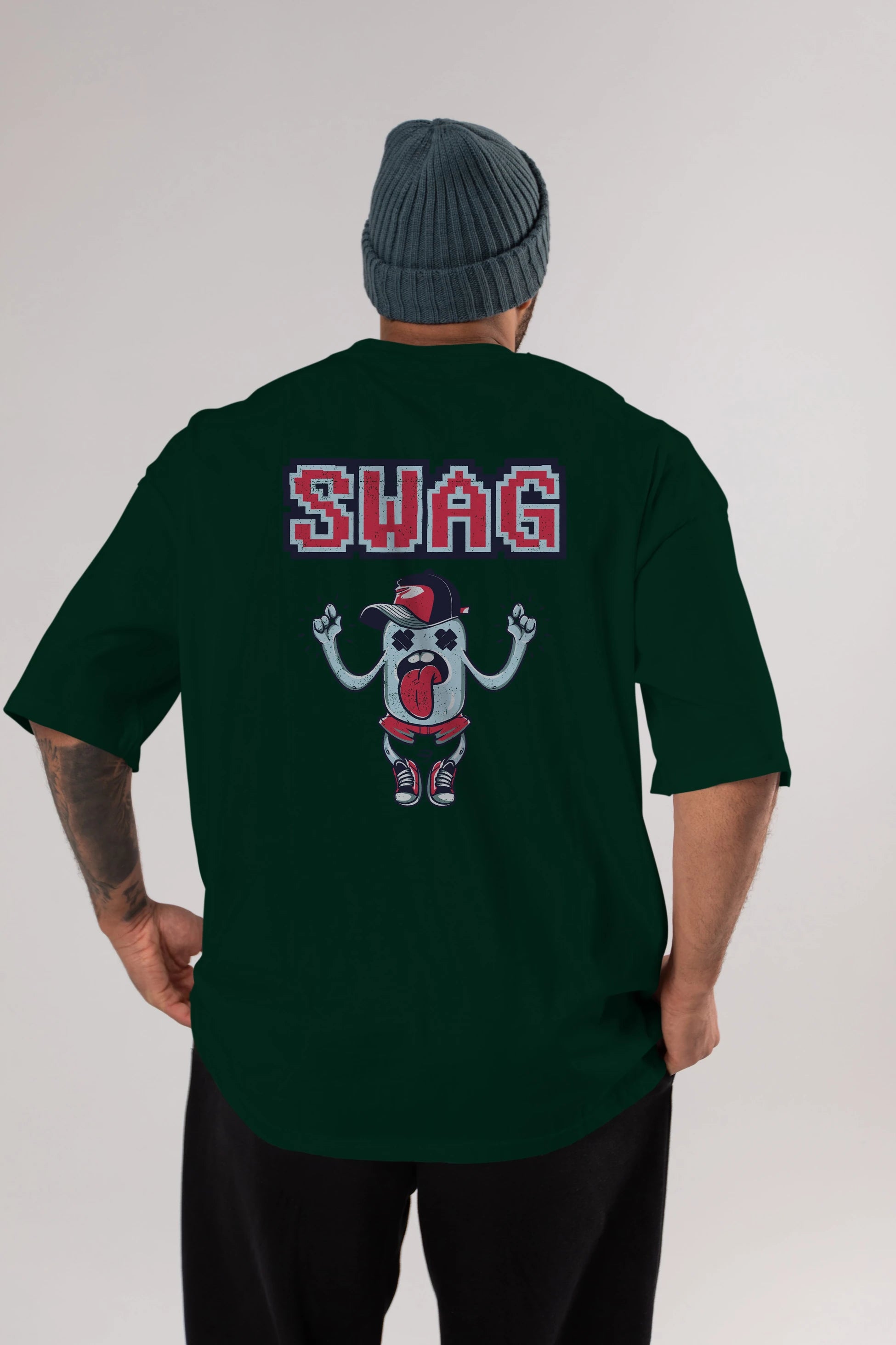 Swag Arka Baskılı Oversize t-shirt Erkek Kadın Unisex