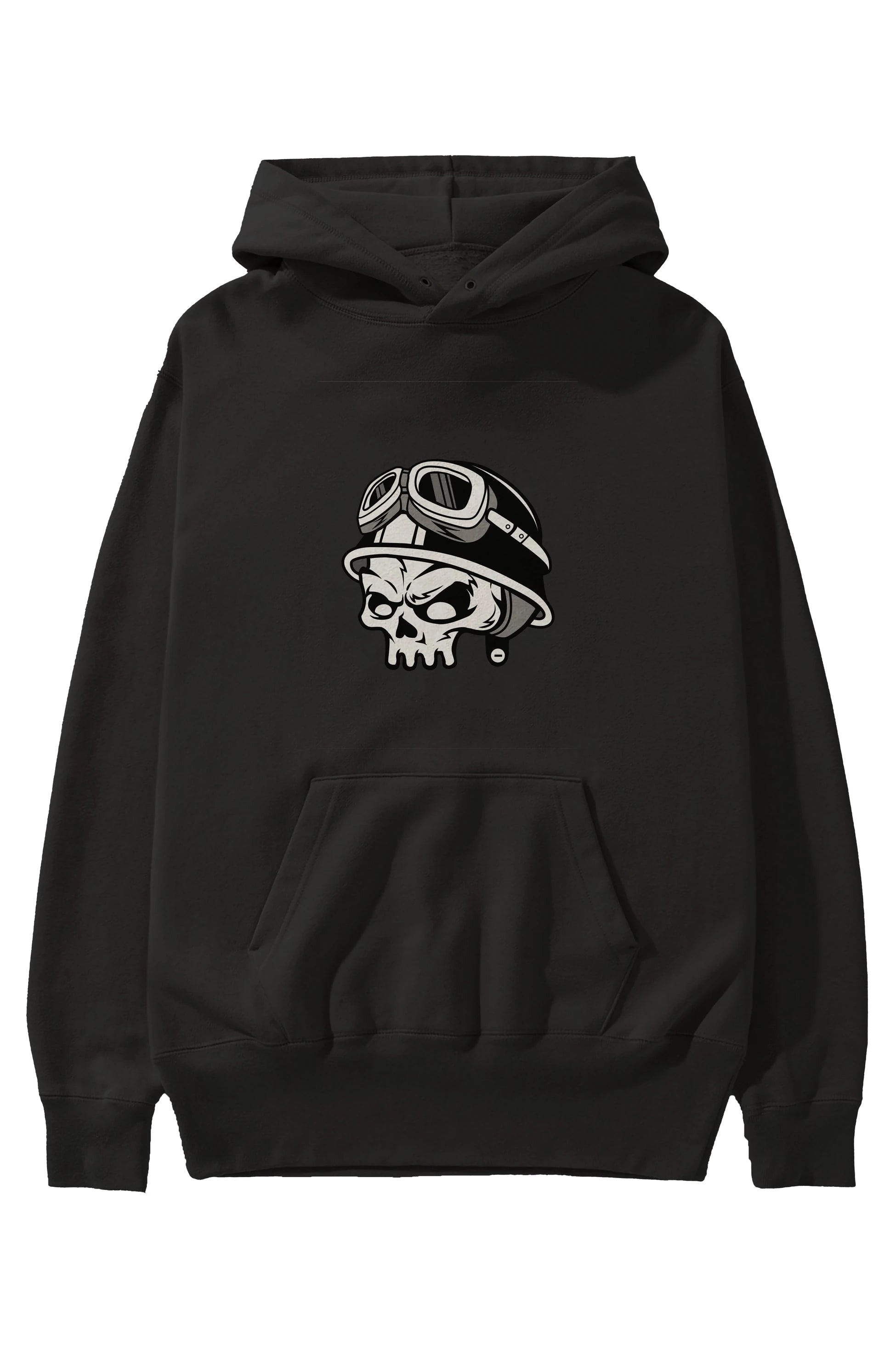 Biker Helmet Ön Baskılı Hoodie Oversize Kapüşonlu Sweatshirt Erkek Kadın Unisex