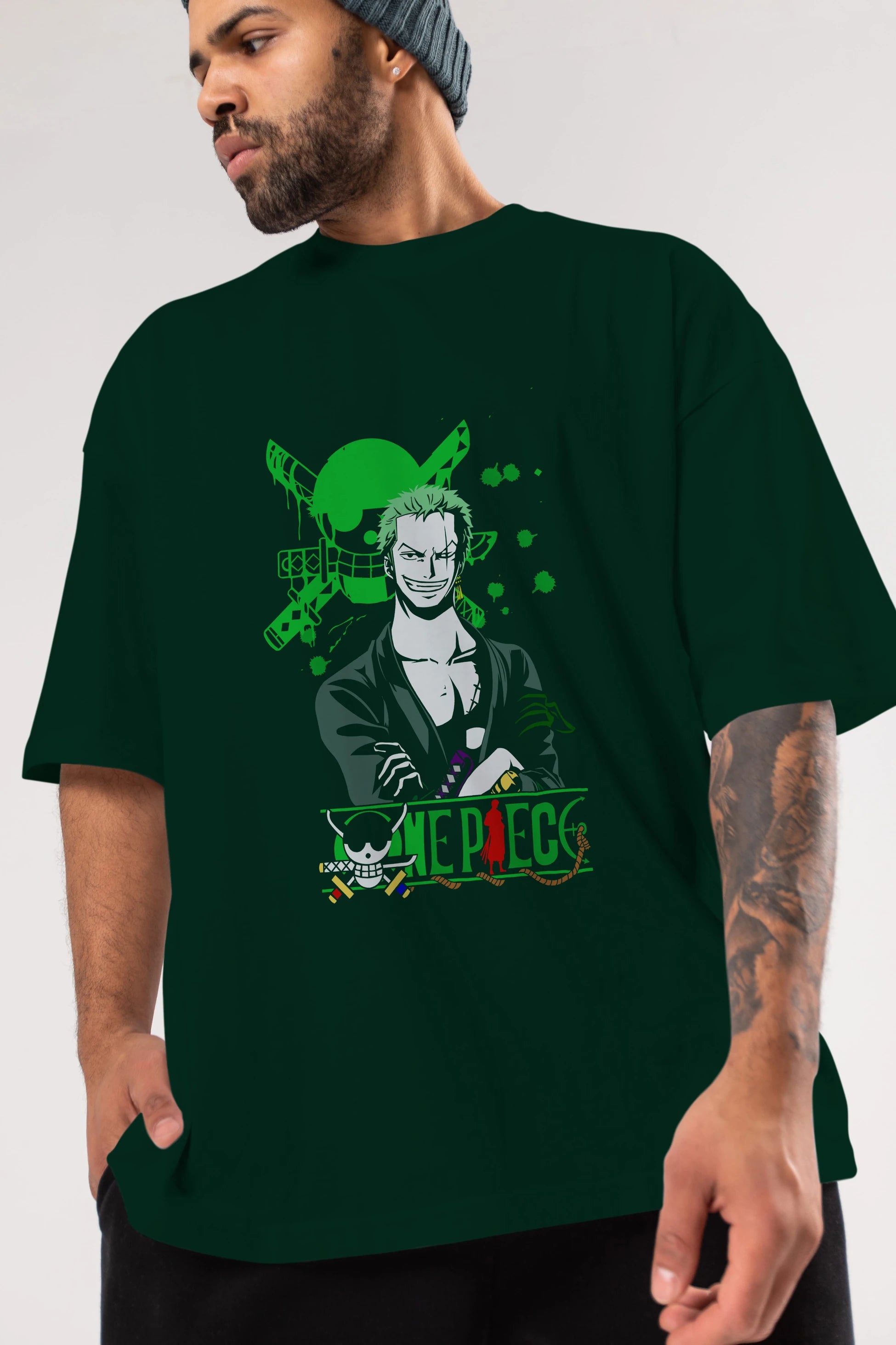 Roronoa Zoro 2 Anime Ön Baskılı Oversize t-shirt Erkek Kadın Unisex