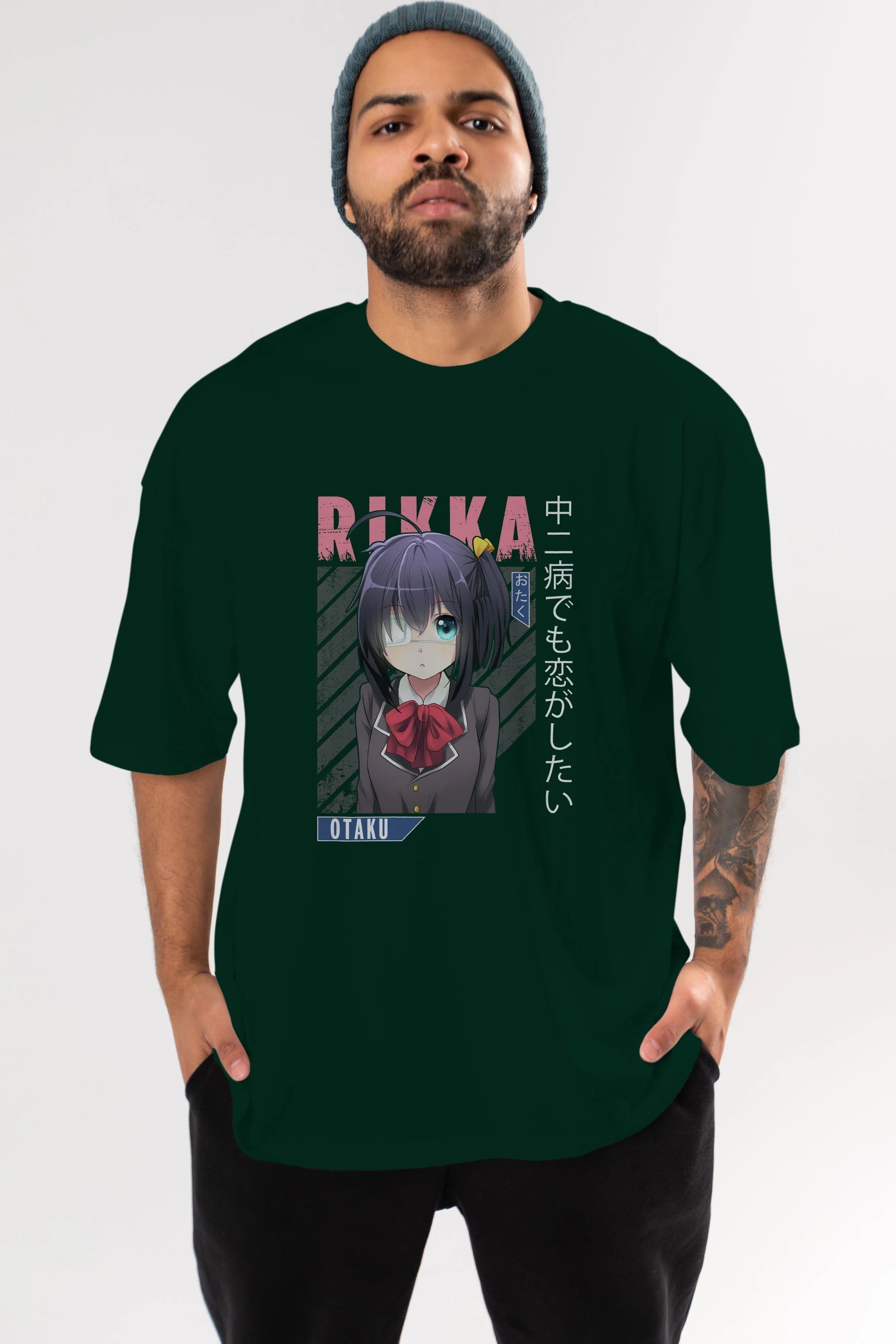 Rikka Takanashi 9 Anime Ön Baskılı Oversize t-shirt %100 pamuk Erkek Kadın Unisex