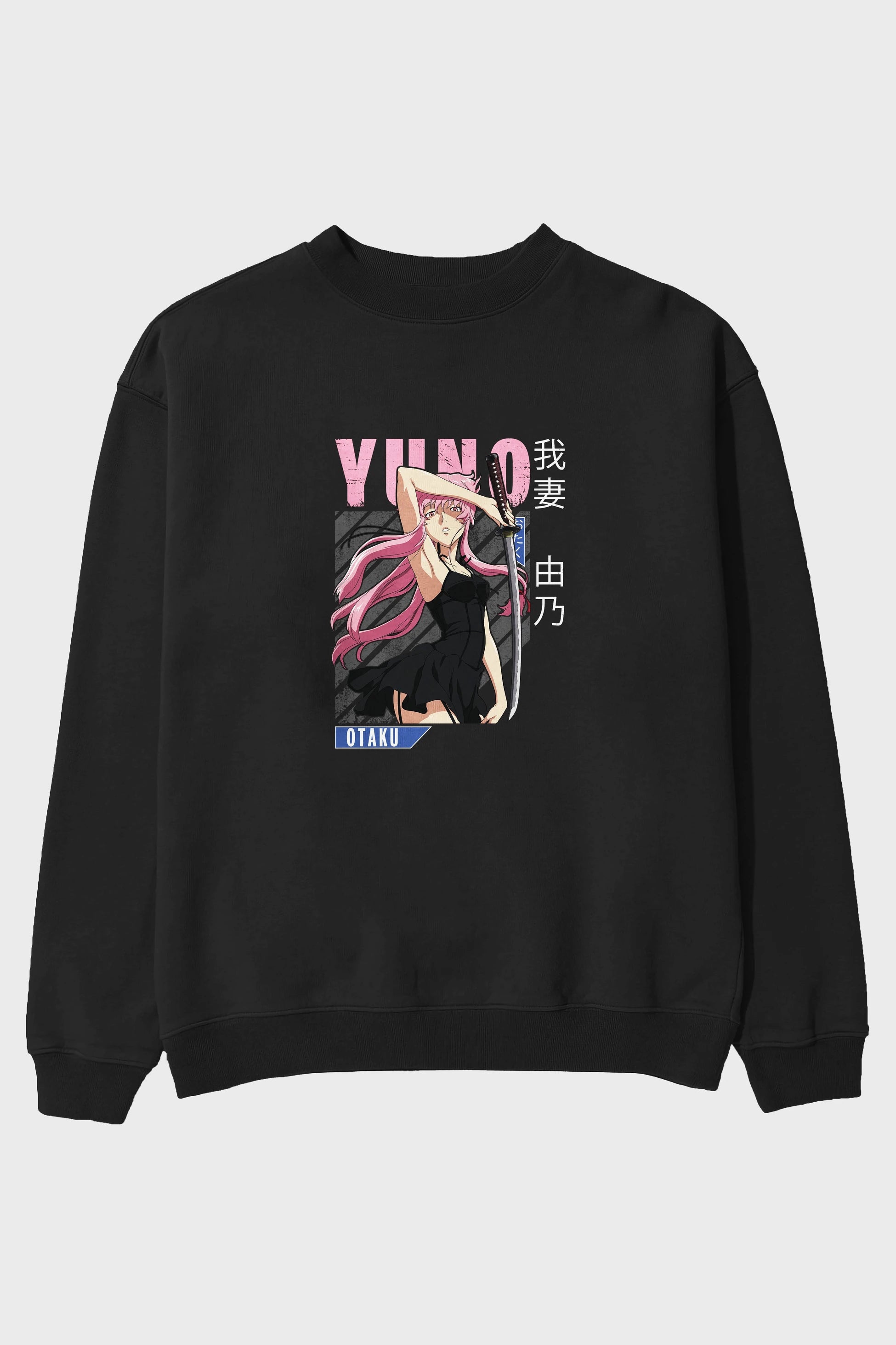 Yuno Gasai 5 Anime Ön Baskılı Oversize Sweatshirt Erkek Kadın Unisex