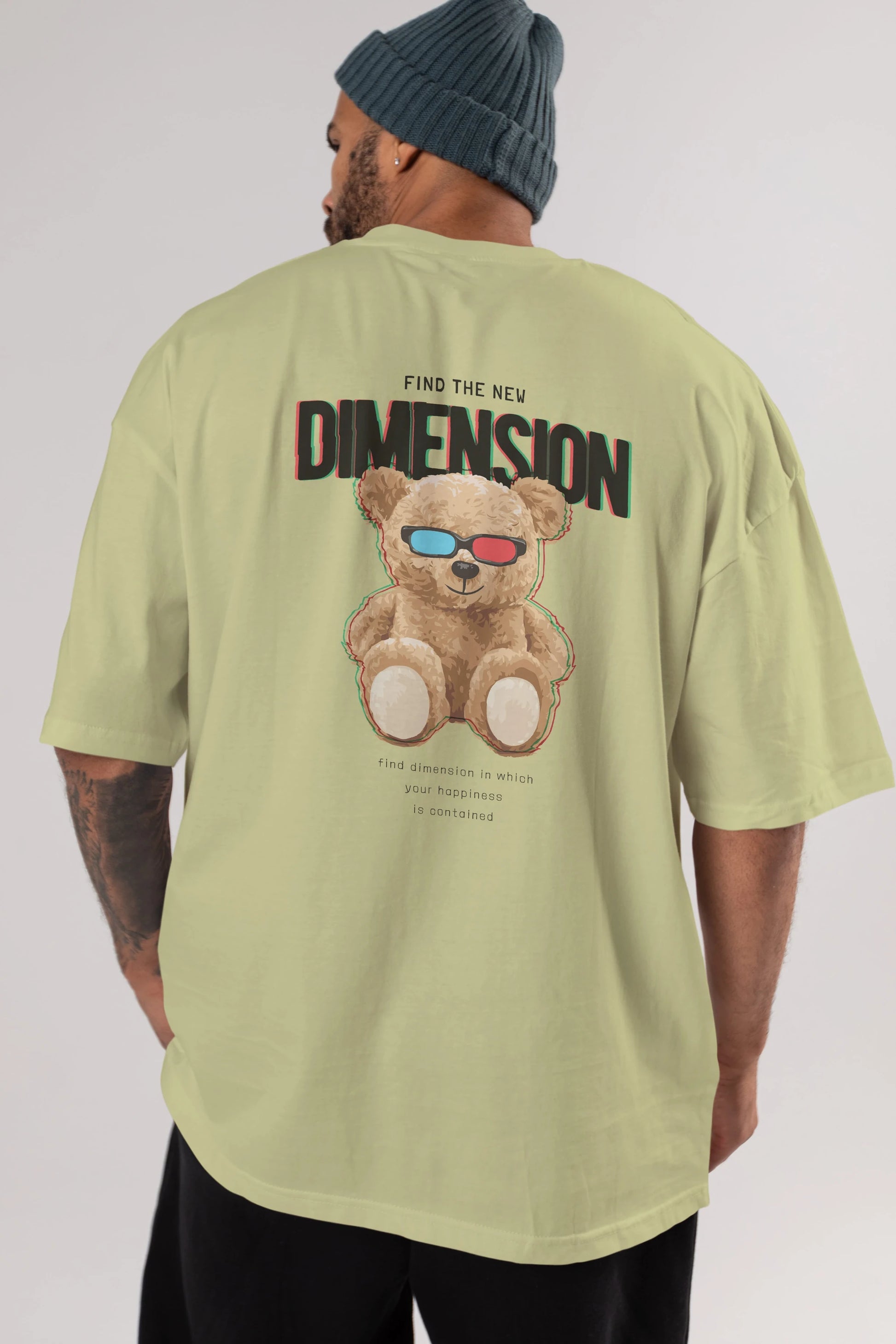 Teddy Bear Dimension Arka Baskılı Oversize t-shirt Erkek Kadın Unisex %100 Pamuk