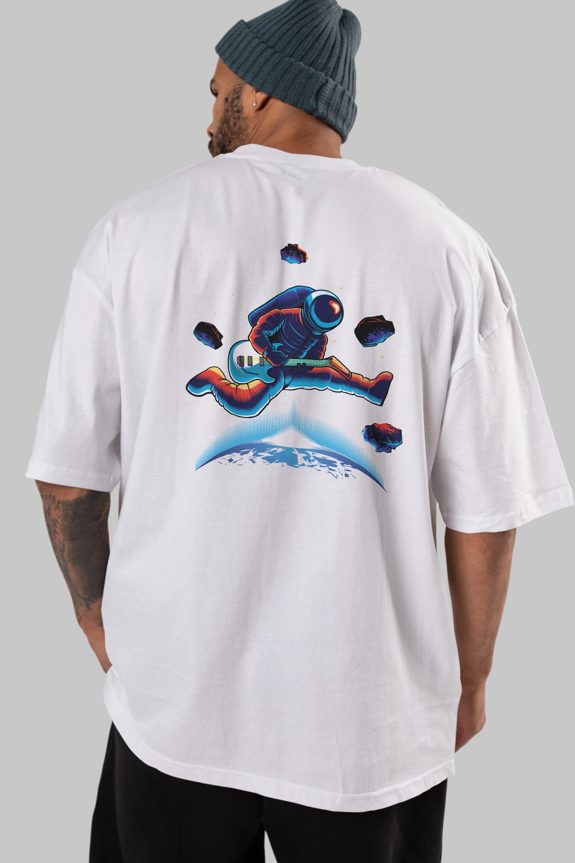 Astroguitar Arka Baskılı Oversize t-shirt Erkek Kadın Unisex