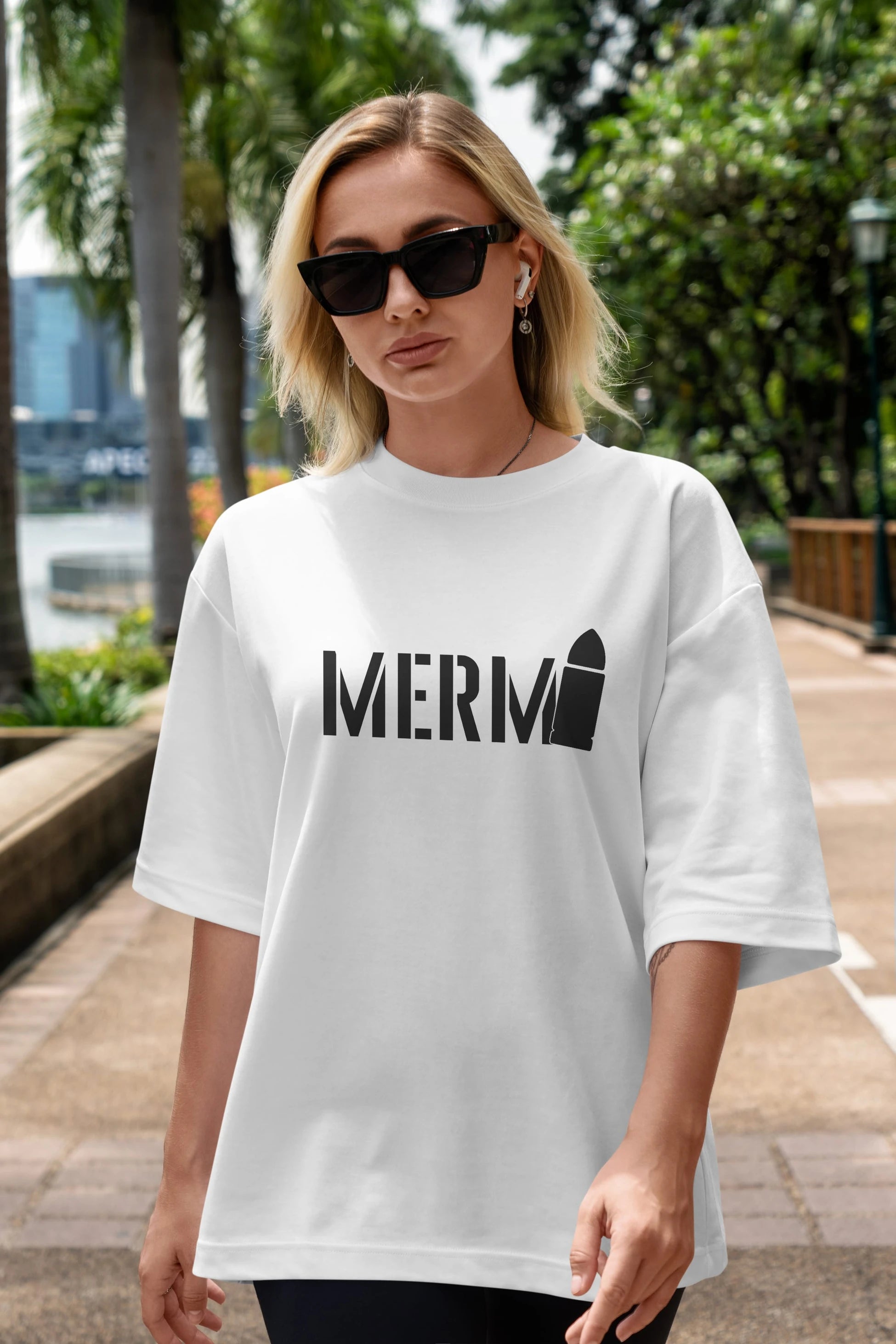 Mermi Ön Baskılı Oversize t-shirt %100 pamuk Erkek Kadın Unisex