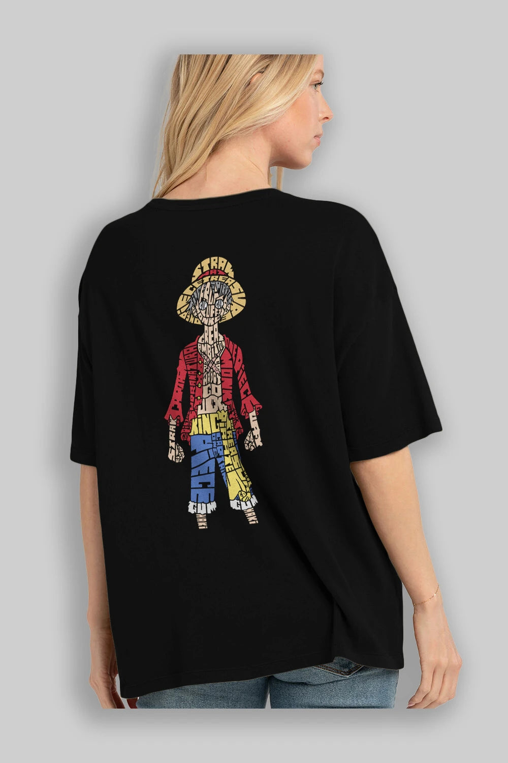 One Piece Arka Baskılı Oversize t-shirt %100 pamuk Erkek Kadın Unisex