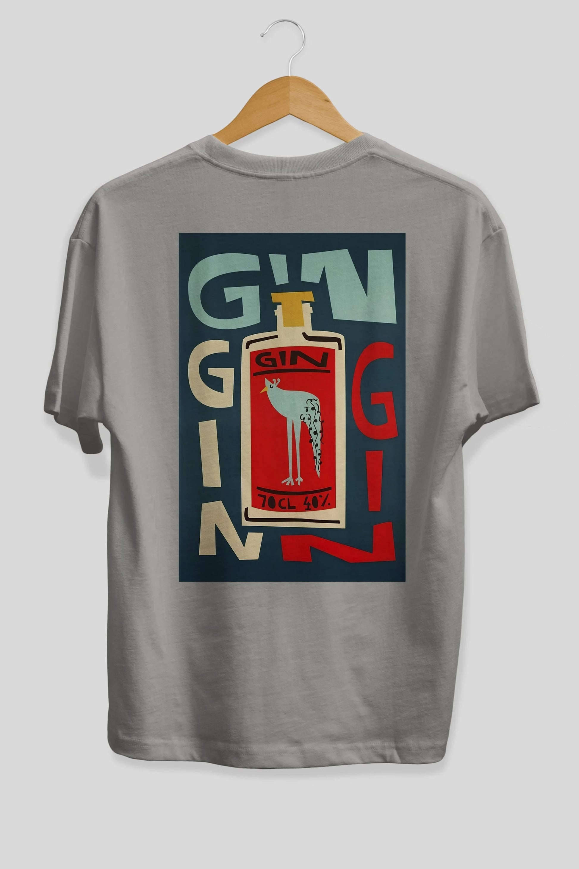 Gin 2 Arka Baskılı Oversize t-shirt Erkek Kadın Unisex %100 Pamuk Bisiklet Yaka tişort