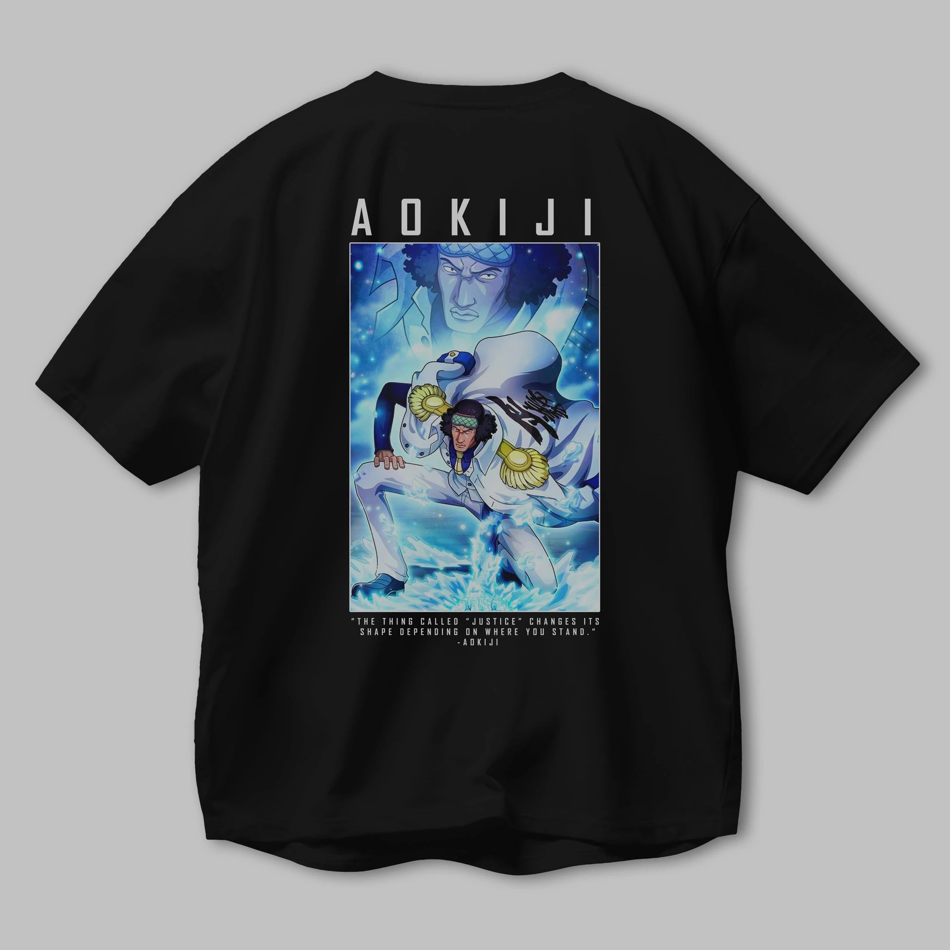 Kuzan Anime Arka Baskılı Oversize t-shirt Erkek Kadın Unisex %100 pamuk tişort