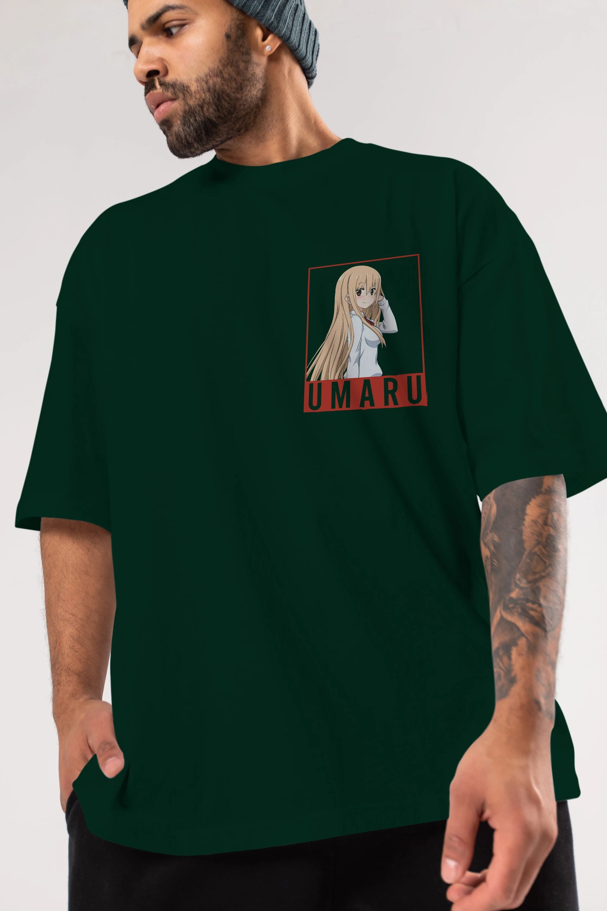 Umaru Doma 2 (2) Ön Sol Baskılı Oversize t-shirt Erkek Kadın Unisex %100 Pamuk Bisiklet Yaka tişort