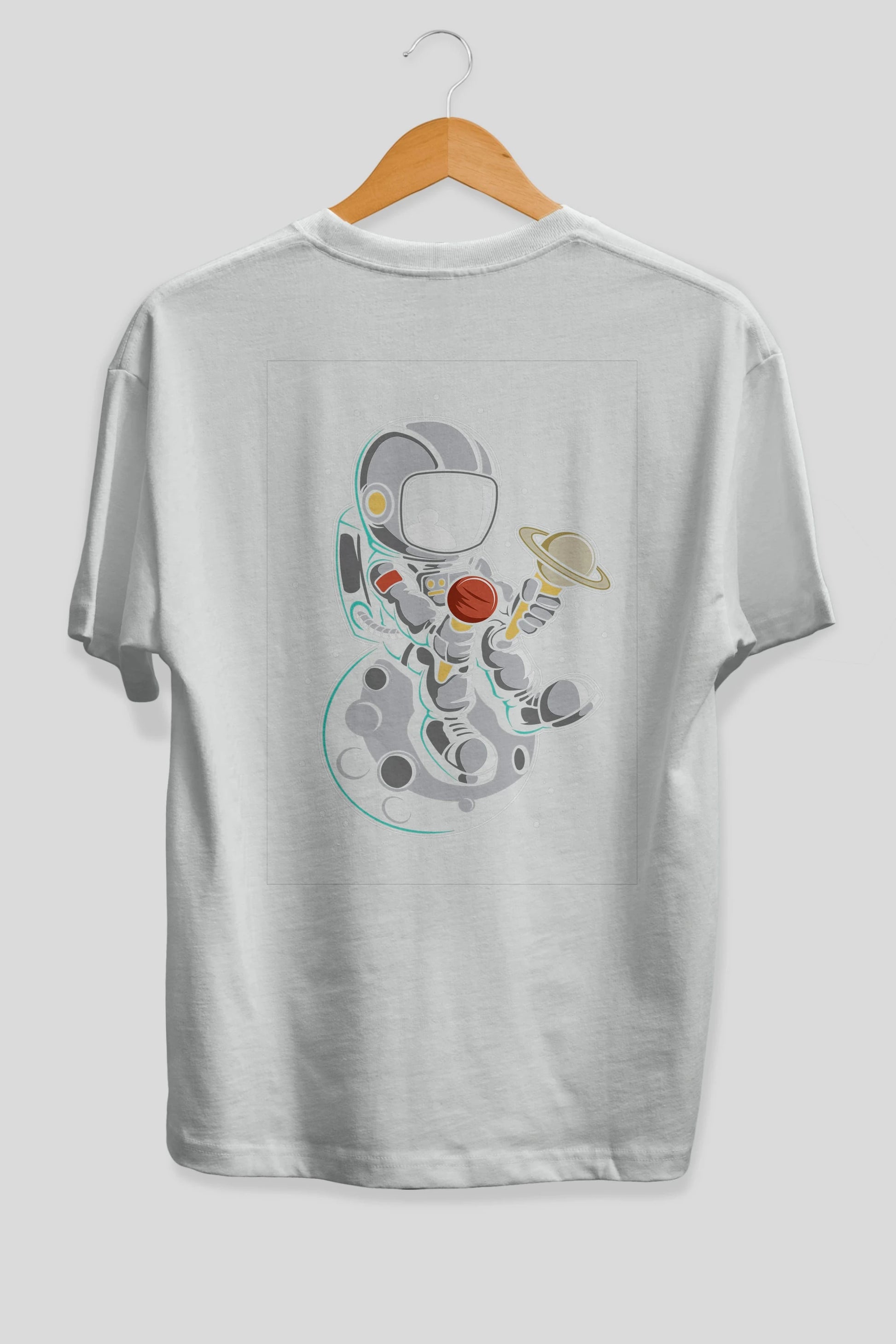 Astronaut Ice Cream (2) Arka Baskılı Oversize t-shirt Erkek Kadın Unisex