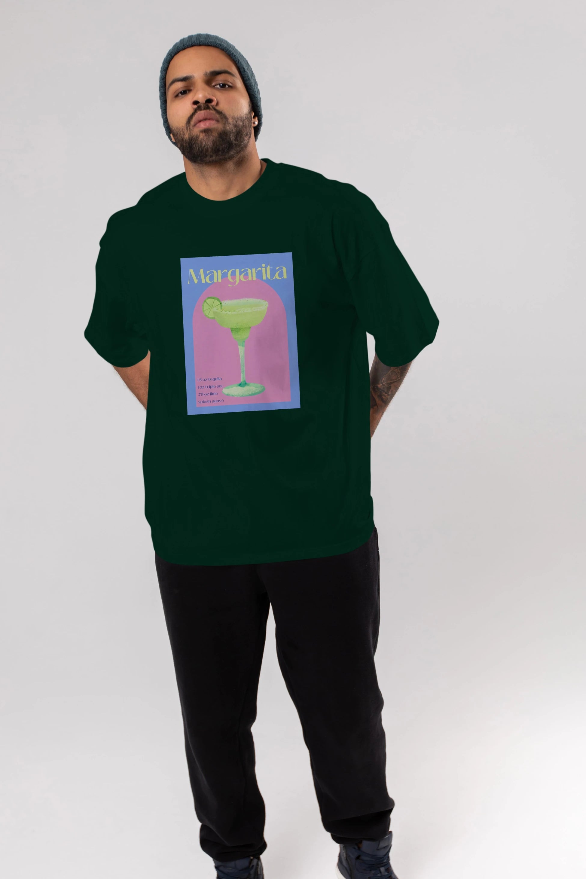 Margarita 6 Ön Baskılı Oversize t-shirt Erkek Kadın Unisex %100 Pamuk Bisiklet Yaka tişort