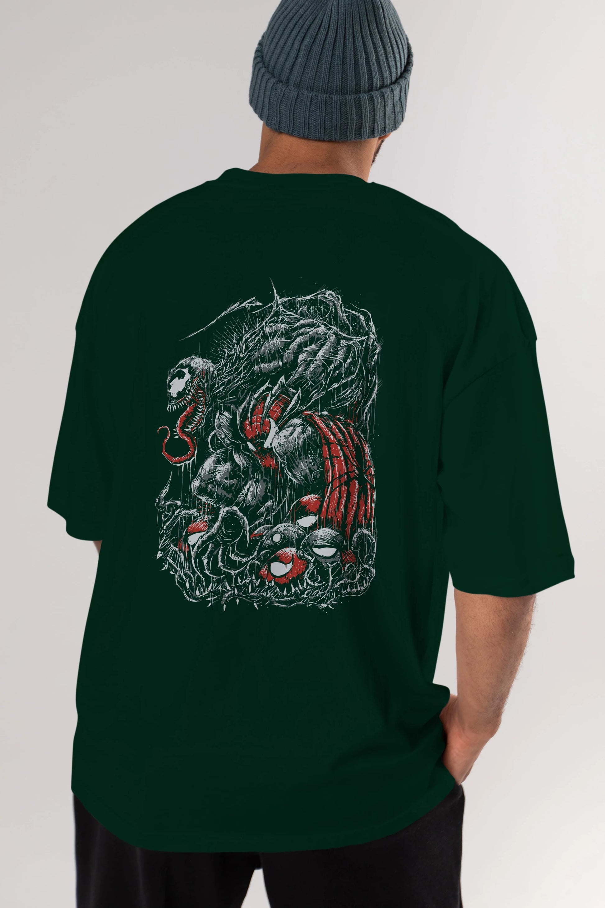 Venom (14) Arka Baskılı Oversize t-shirt Erkek Kadın Unisex %100 Pamuk Bisiklet Yaka tişort