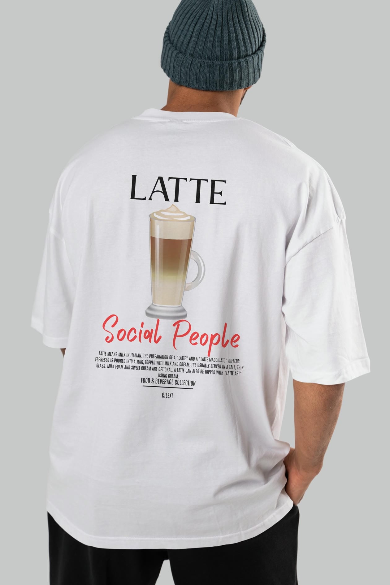 Latte Kokteyl Serisi Baskılı Oversize t-shirt Erkek Kadın Unisex %100 Pamuk Bisiklet Yaka tişort