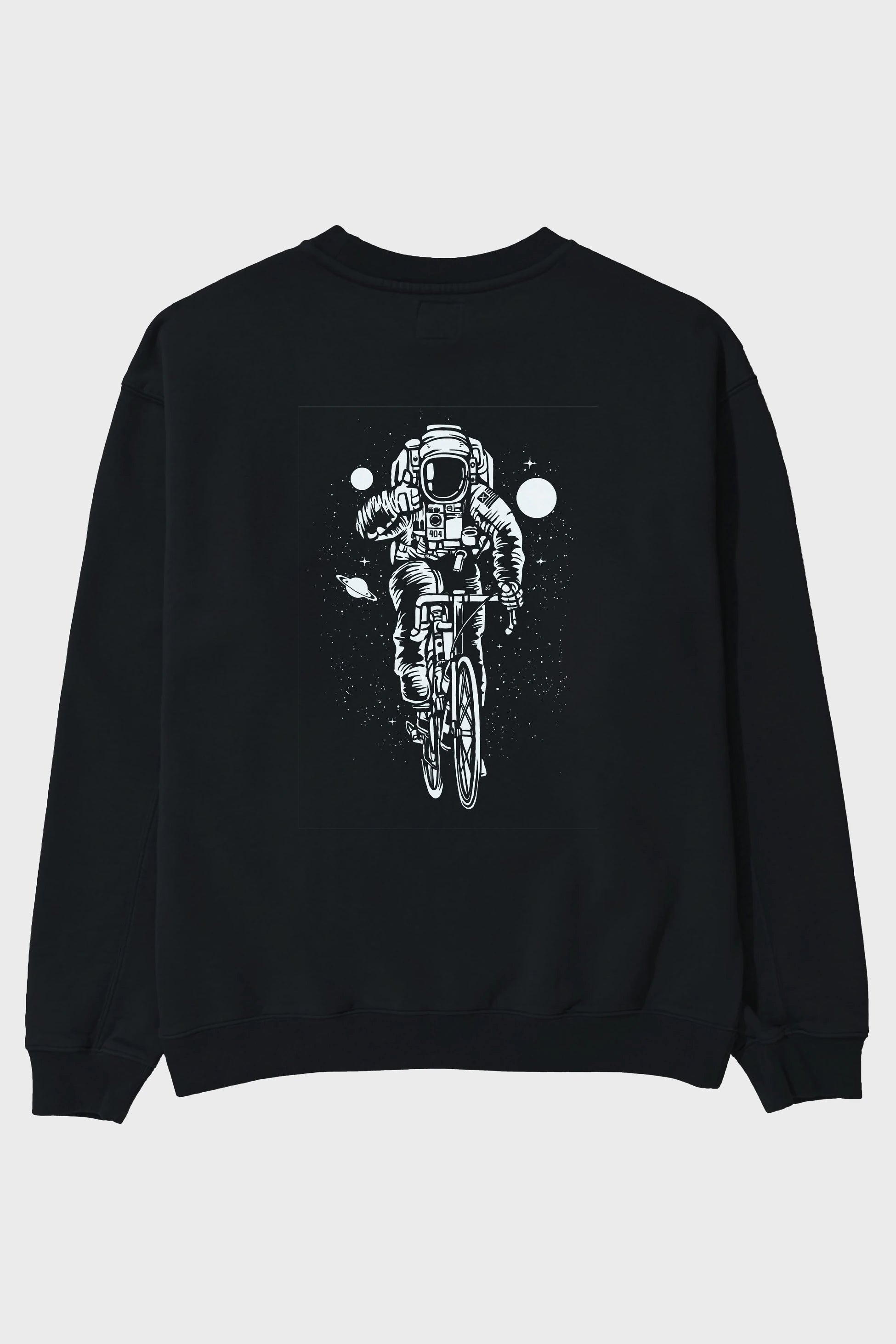 Astronaut Bicycle Arka Baskılı Oversize Sweatshirt Erkek Kadın Unisex