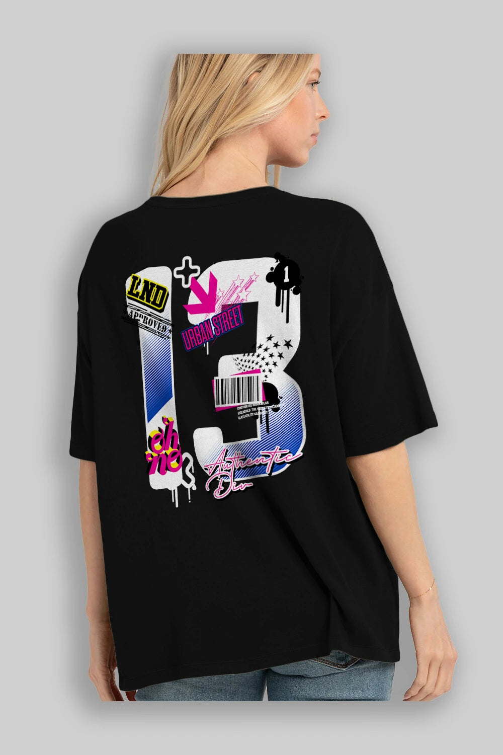 Urban Street 13 Arka Baskılı Oversize t-shirt Erkek Kadın Unisex