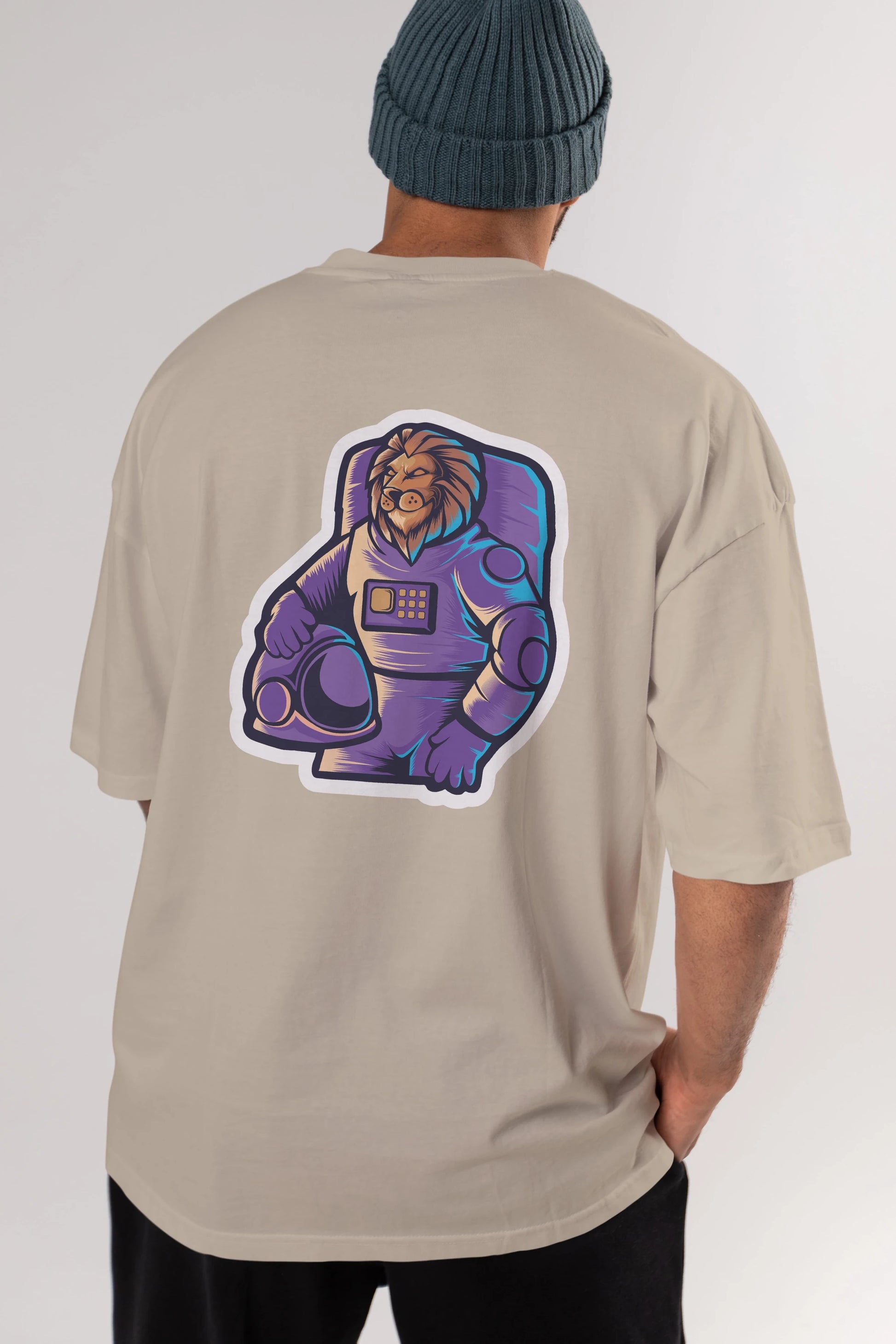 Astroking Sticker Arka Baskılı Oversize t-shirt Erkek Kadın Unisex