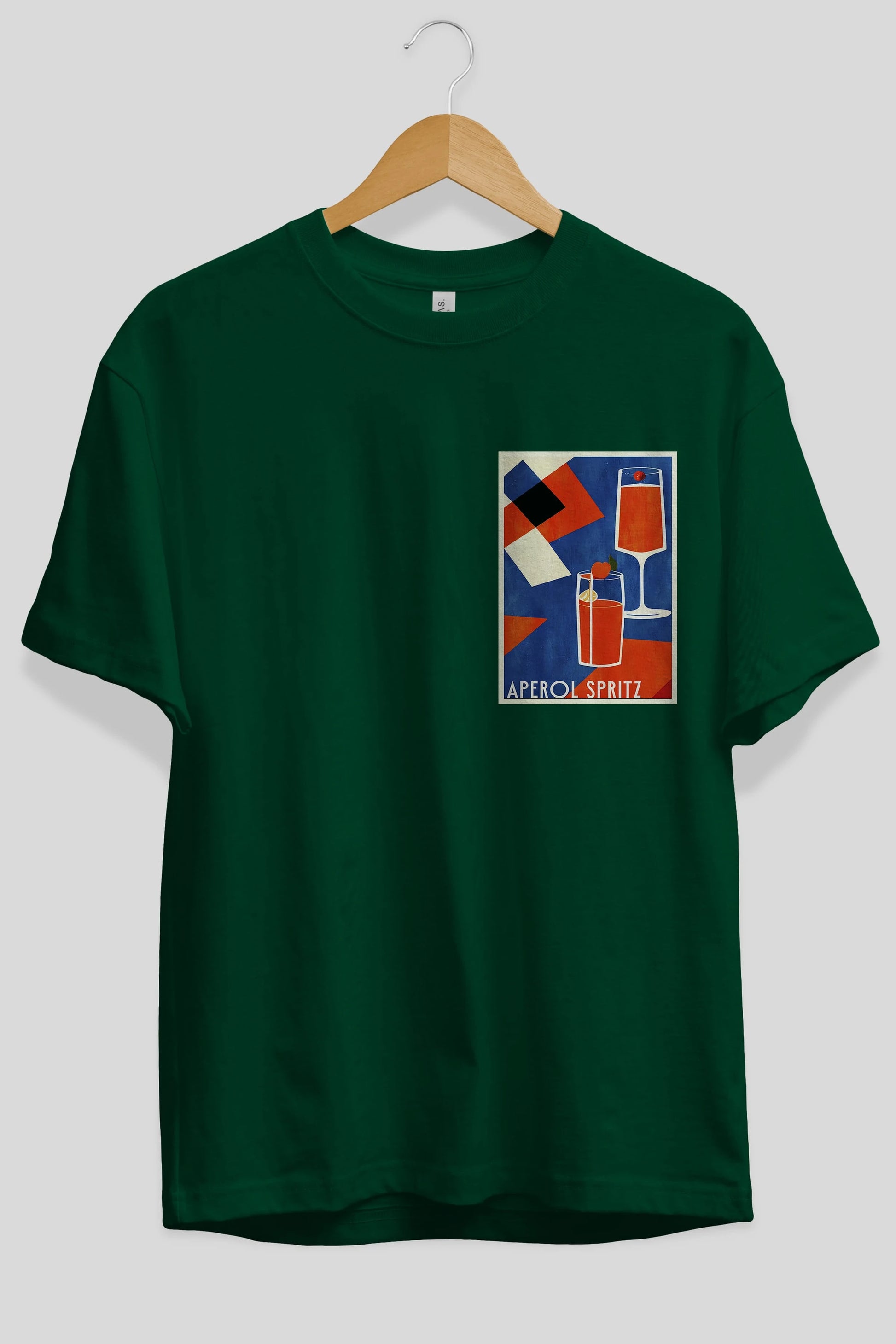 Aperol Spritz 4 Ön Sol Baskılı Oversize t-shirt Erkek Kadın Unisex %100 Pamuk Bisiklet Yaka tişort