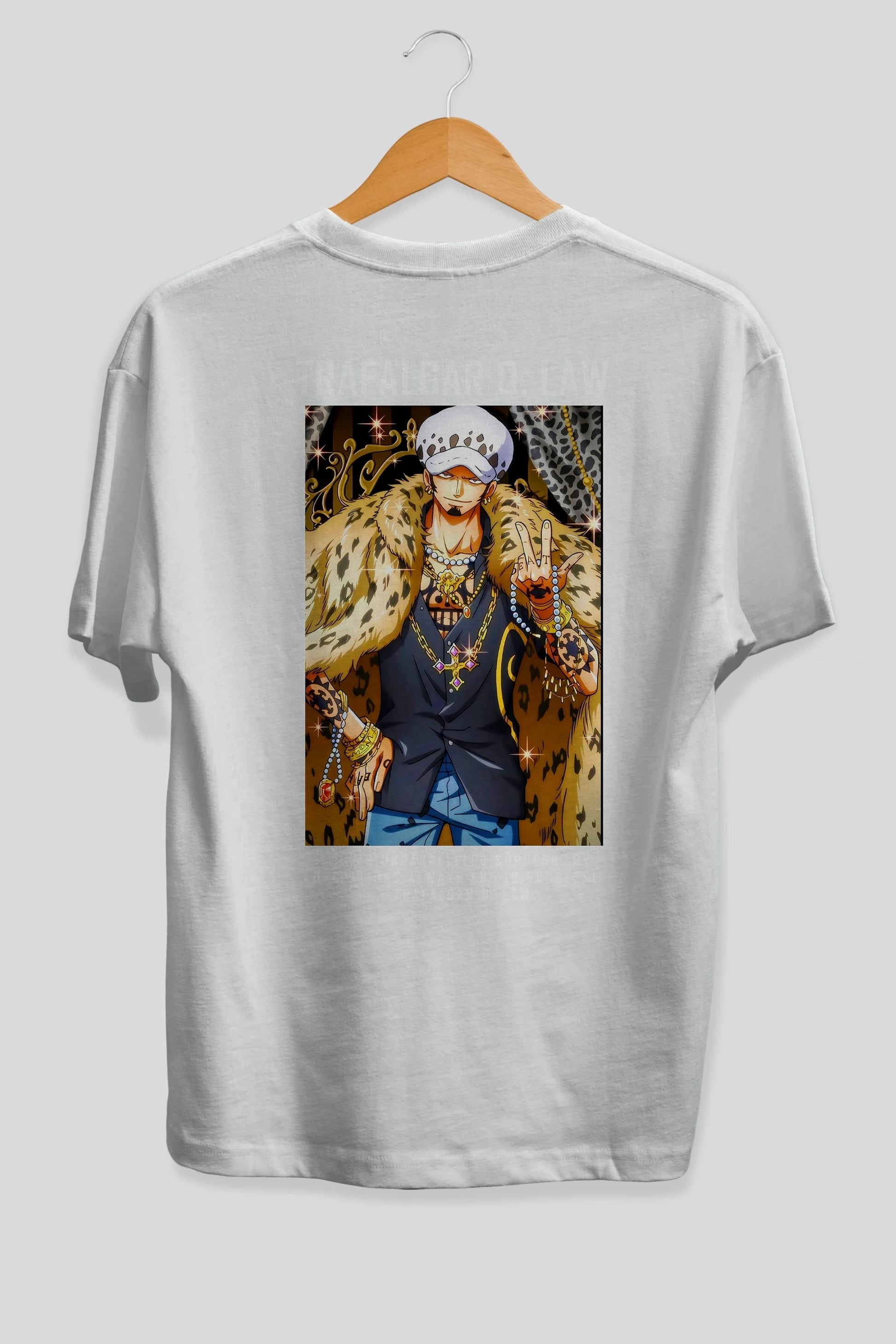 Trafalgar D. Water Law 2 Anime Arka Baskılı Oversize t-shirt Erkek Kadın Unisex %100 pamuk tişort