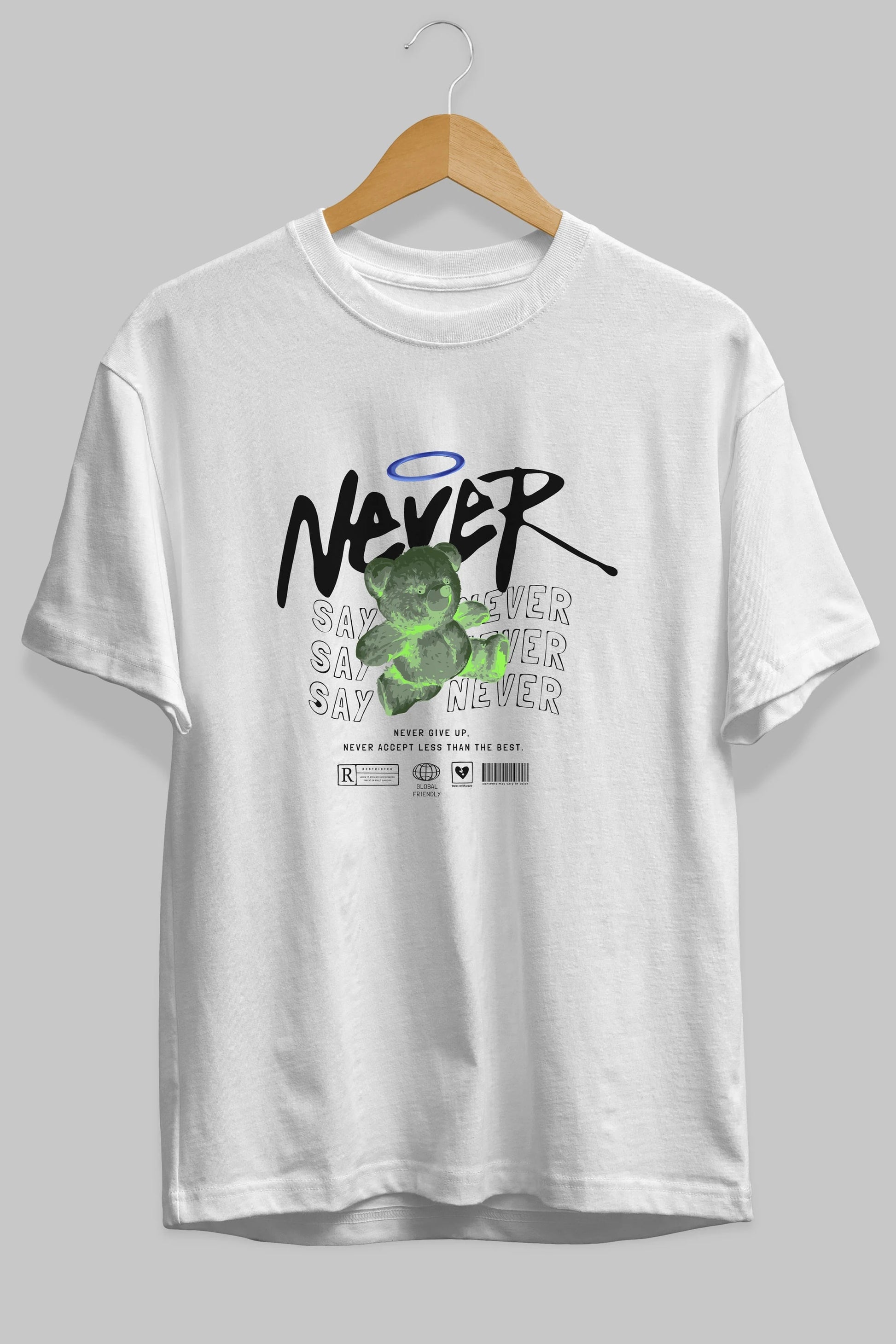 Teddy Bear Never Ön Baskılı Oversize t-shirt Erkek Kadın Unisex