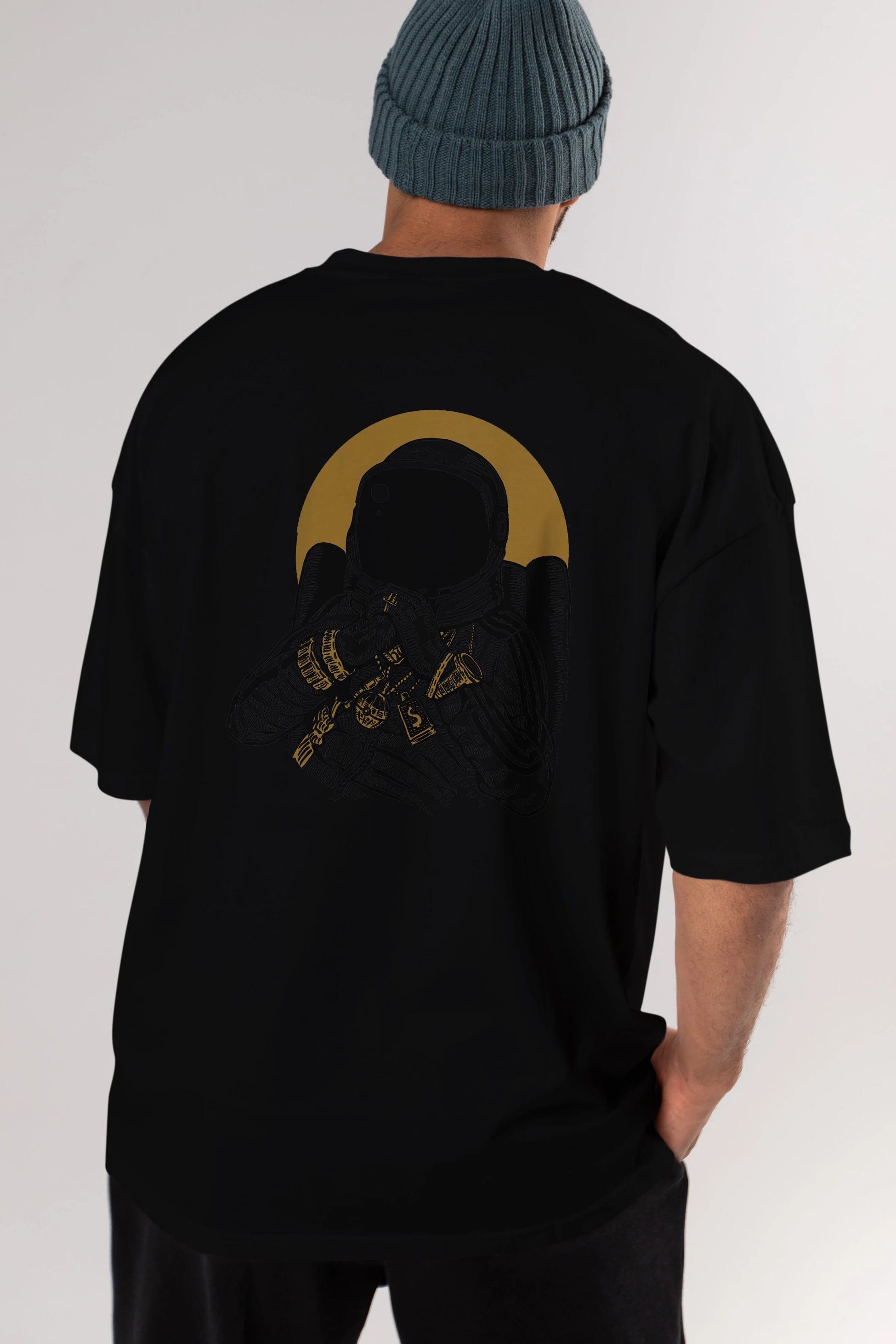 Space Dee Jay Arka Baskılı Oversize t-shirt Erkek Kadın Unisex %100 Pamuk