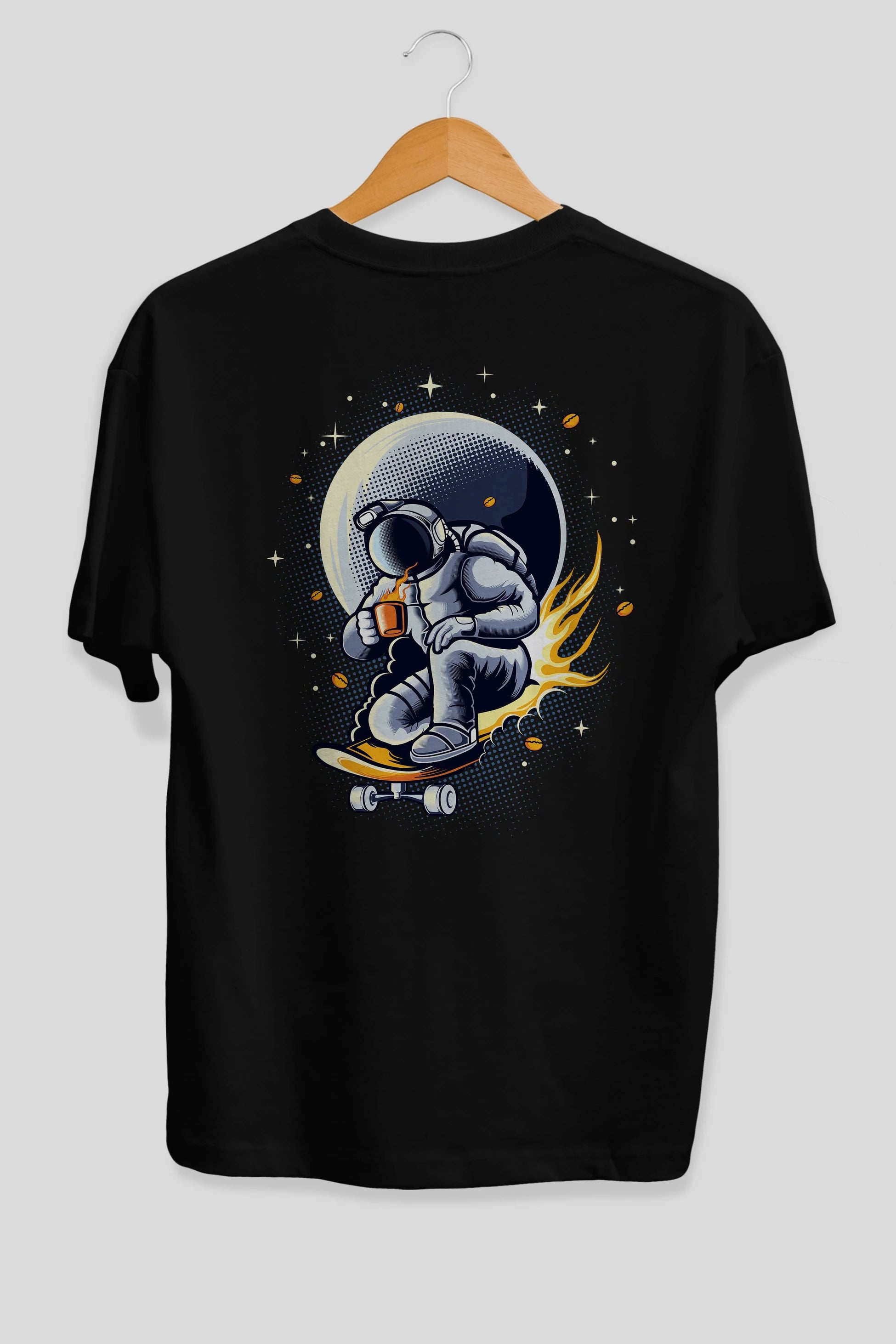Astro Coffee Addict Arka Baskılı Oversize t-shirt Erkek Kadın Unisex