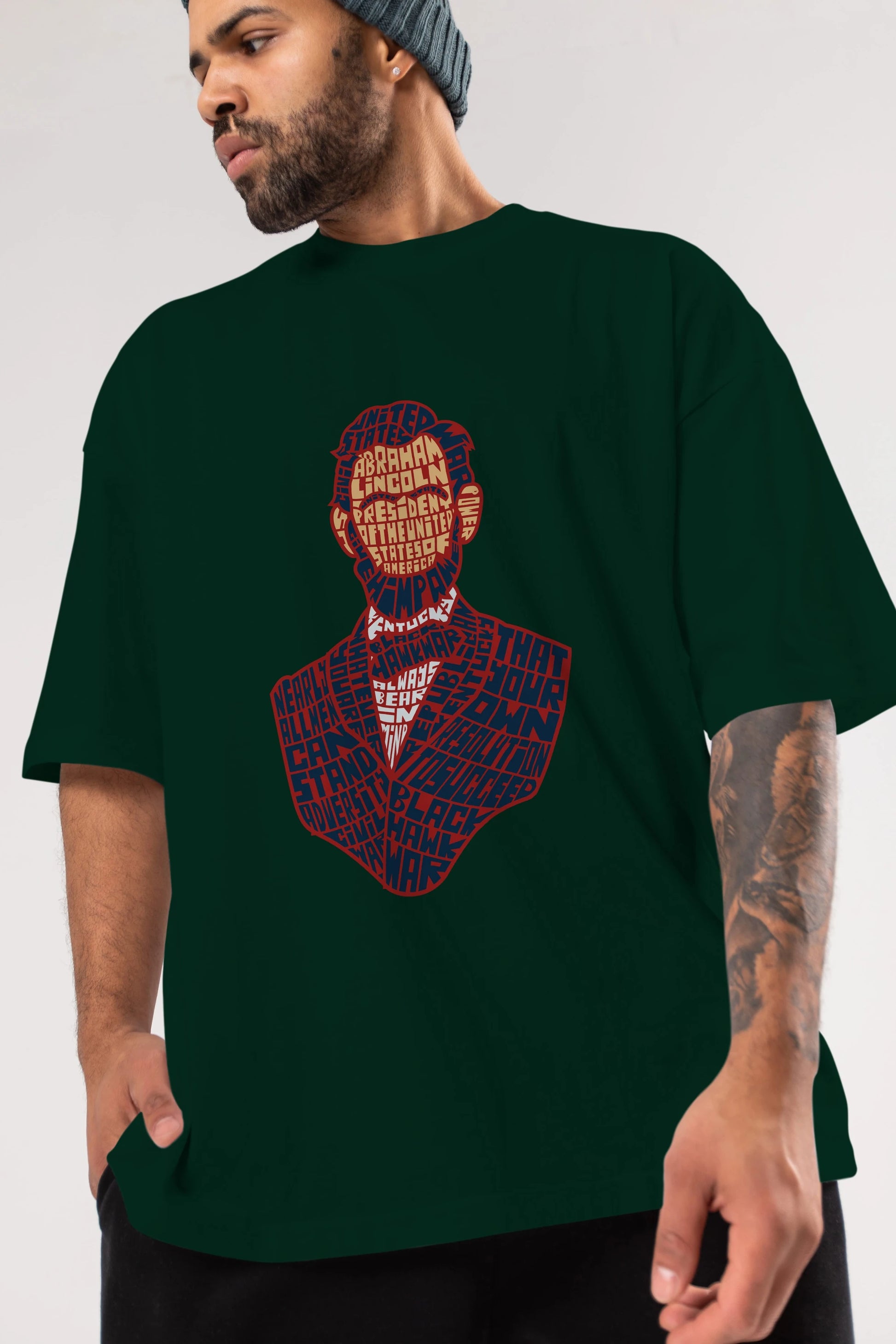 Abraham Lincoln Ön Baskılı Oversize t-shirt %100 pamuk Erkek Kadın Unisex