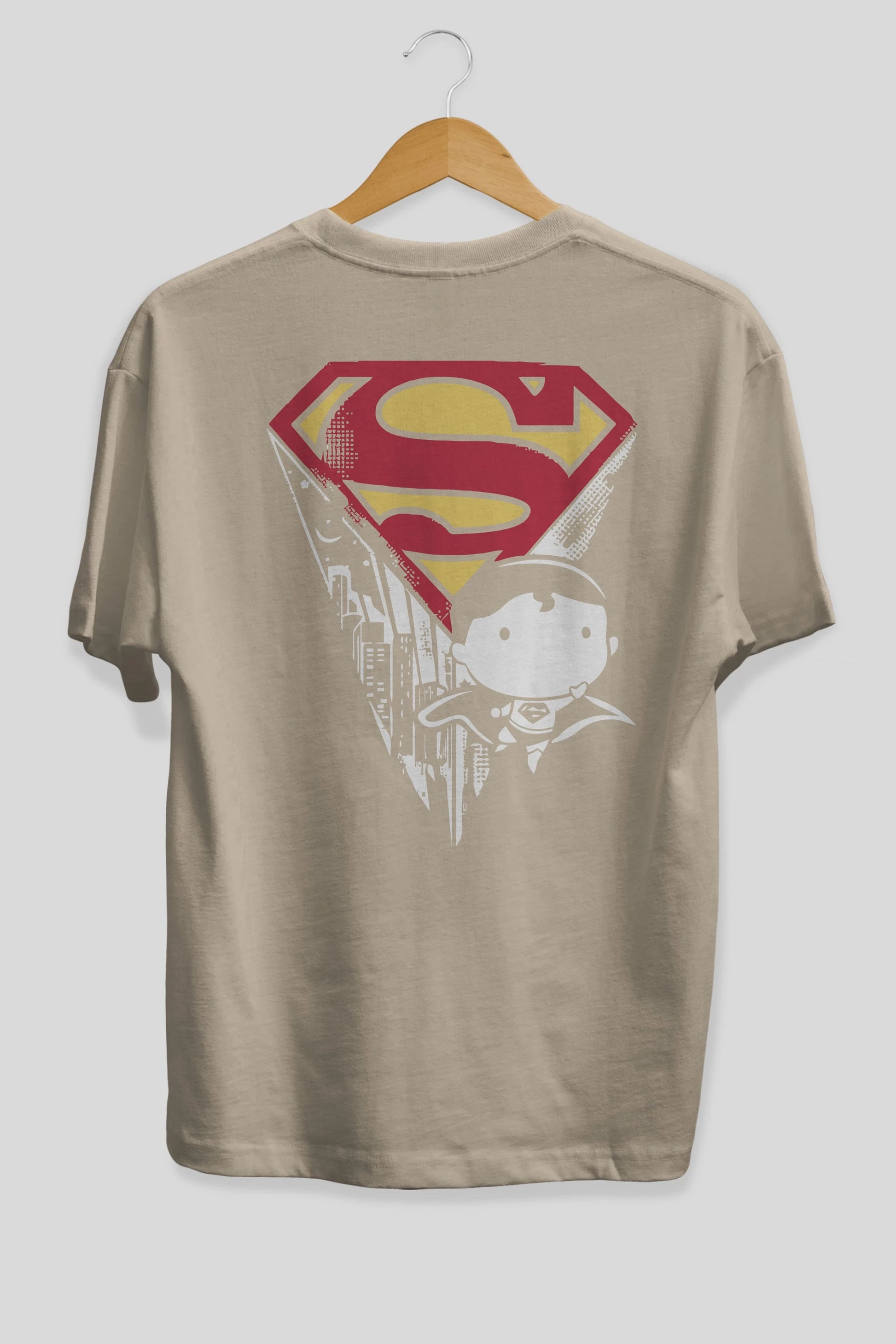 Superman Arka Baskılı Oversize t-shirt Erkek Kadın Unisex %100 Pamuk Bisiklet Yaka tişort