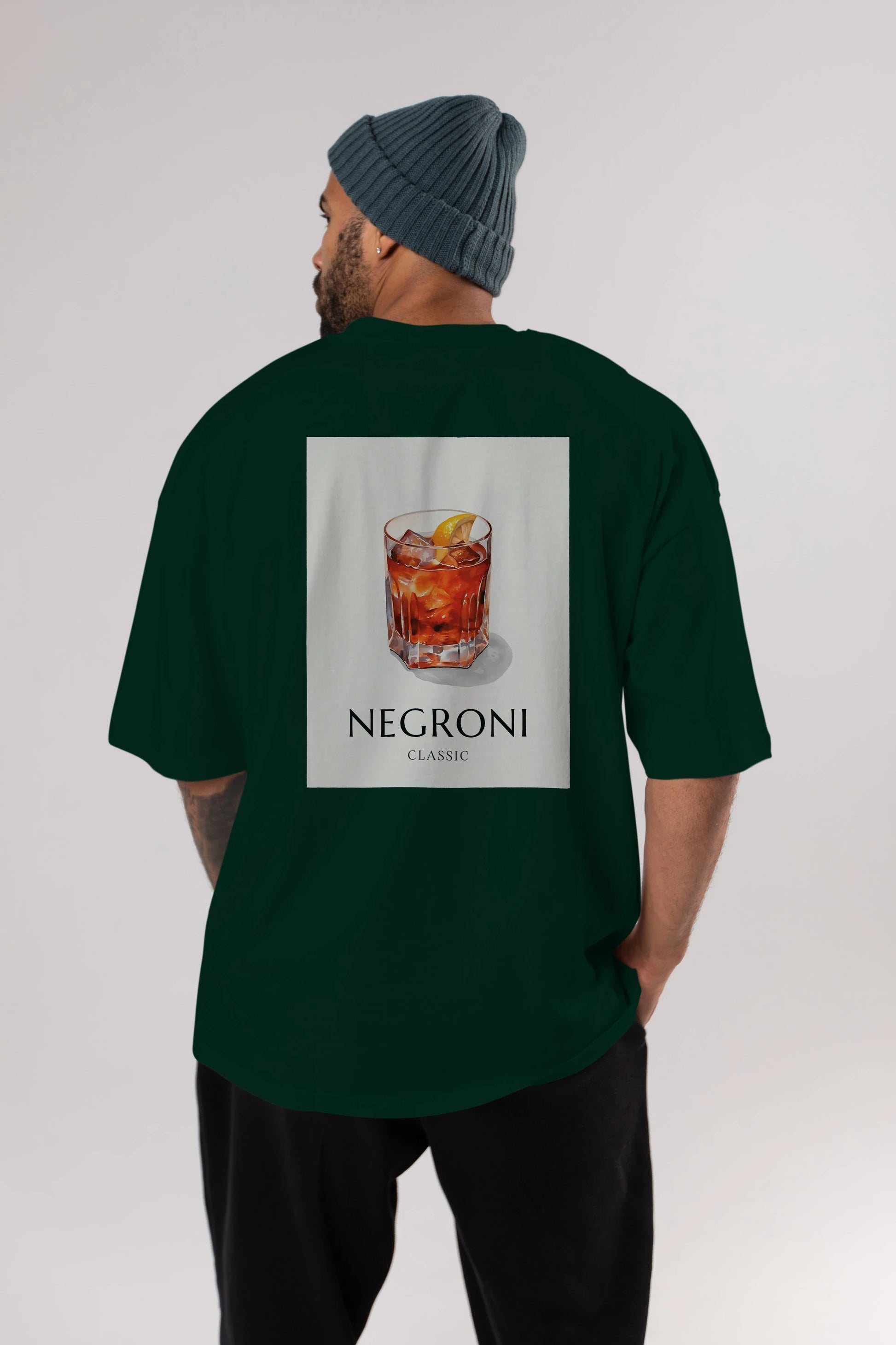Negroni Classic Arka Baskılı Oversize t-shirt Erkek Kadın Unisex %100 Pamuk Bisiklet Yaka tişort