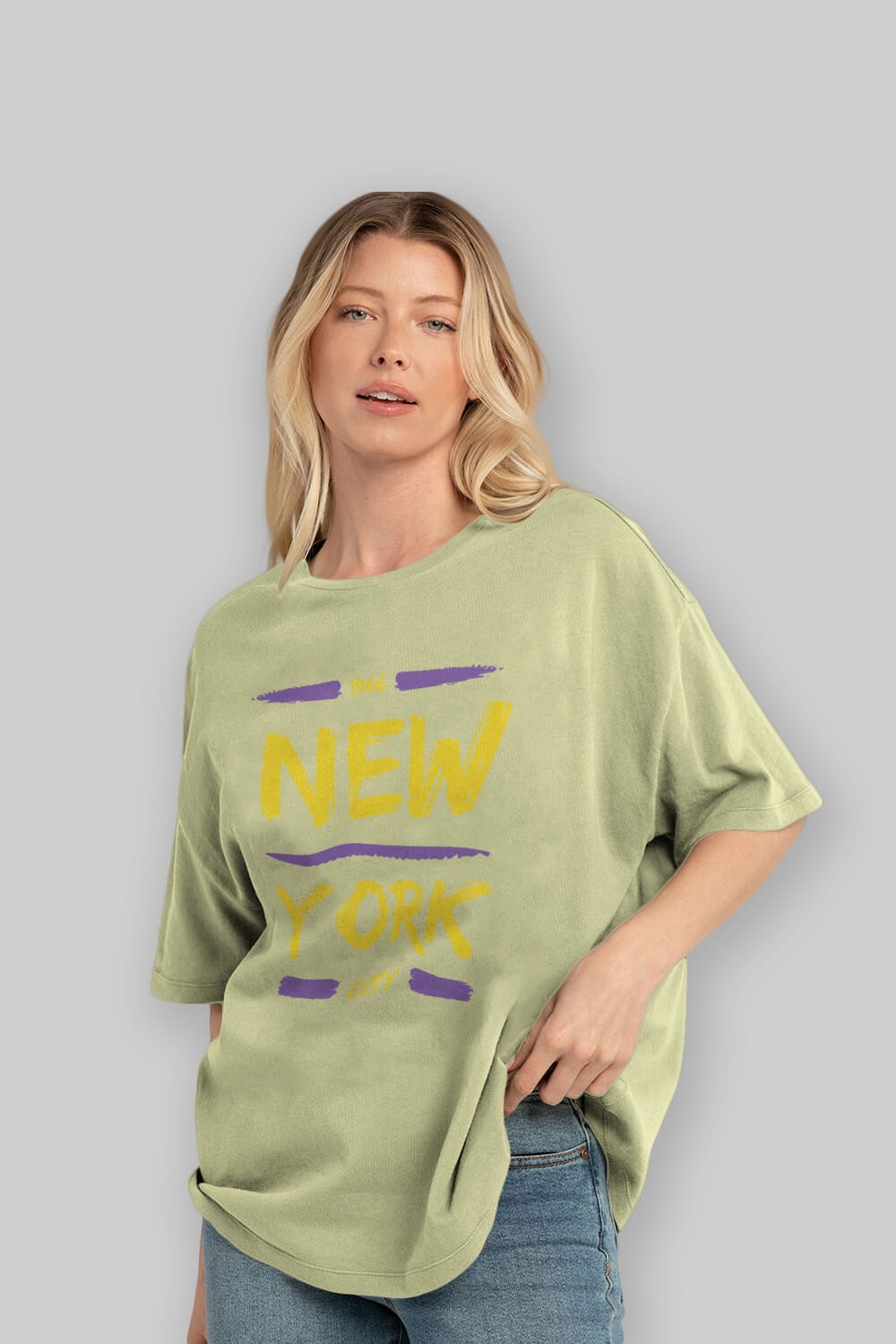 New York City 2 Ön Baskılı Oversize t-shirt Erkek Kadın Unisex