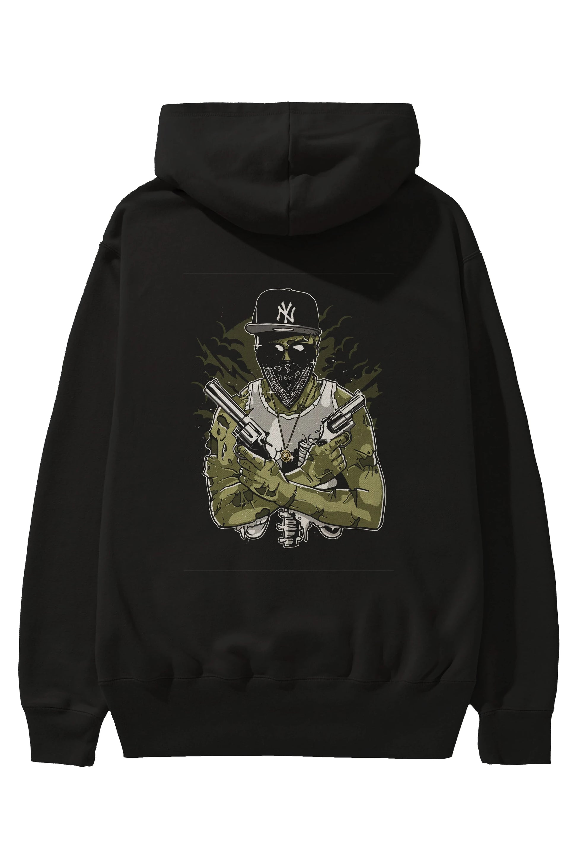 Gangsta Zombie Arka Baskılı Hoodie Oversize Kapüşonlu Sweatshirt Erkek Kadın Unisex