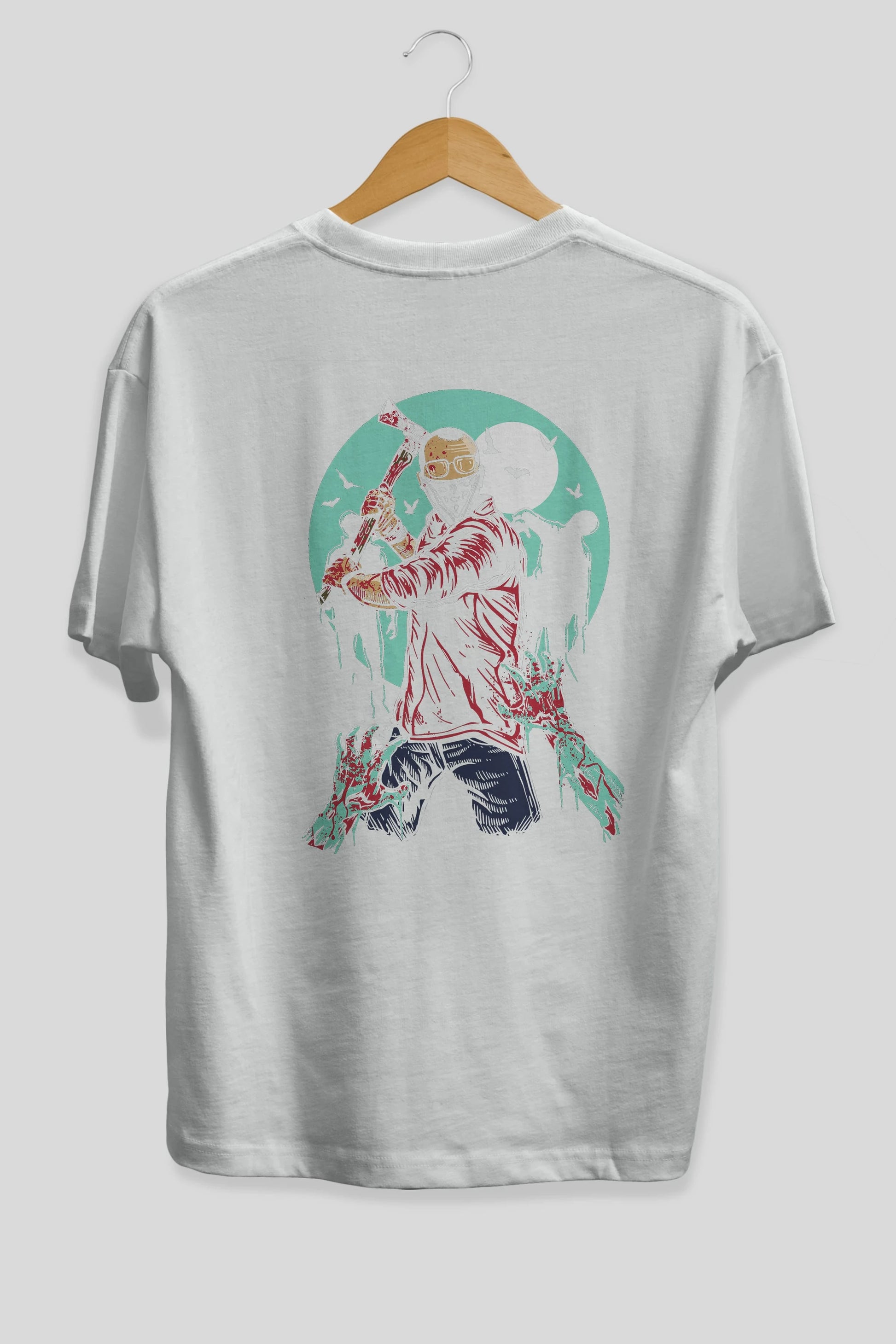 Zombie Killer Arka Baskılı Oversize t-shirt Erkek Kadın Unisex %100 Pamuk