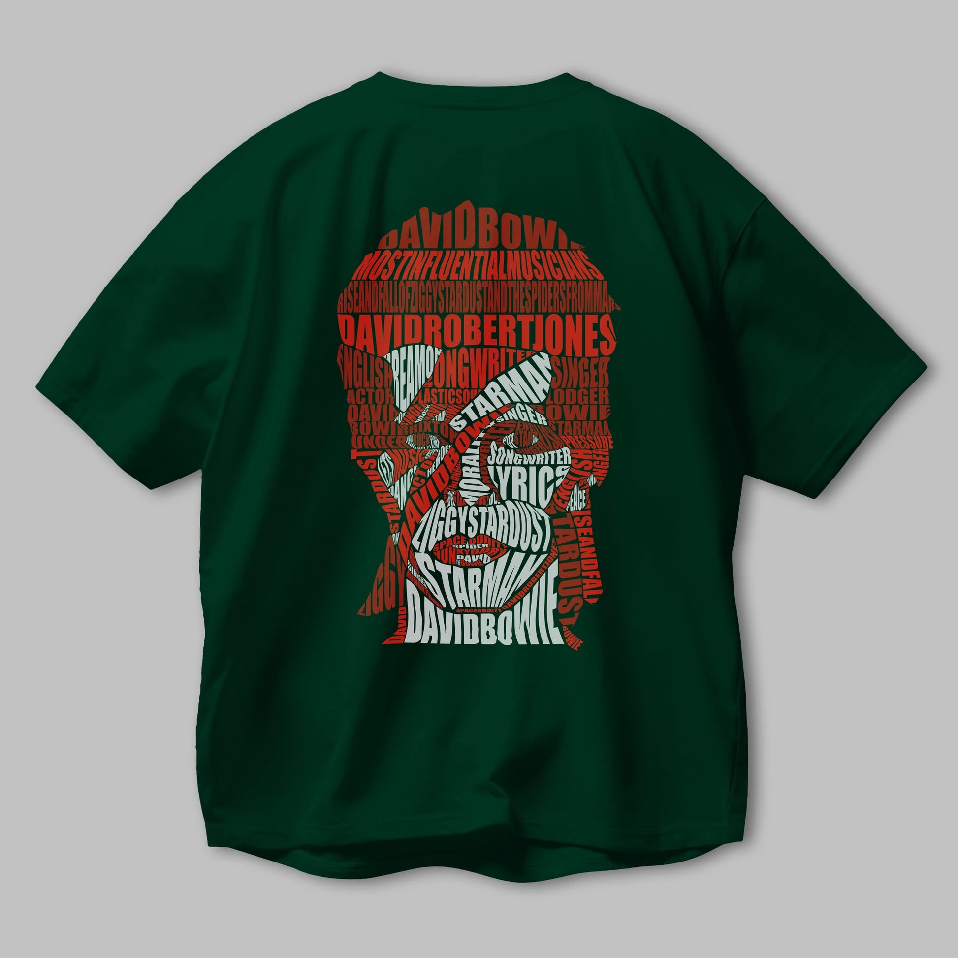 David Bowie Calligram Arka Baskılı Oversize t-shirt %100 pamuk Erkek Kadın Unisex