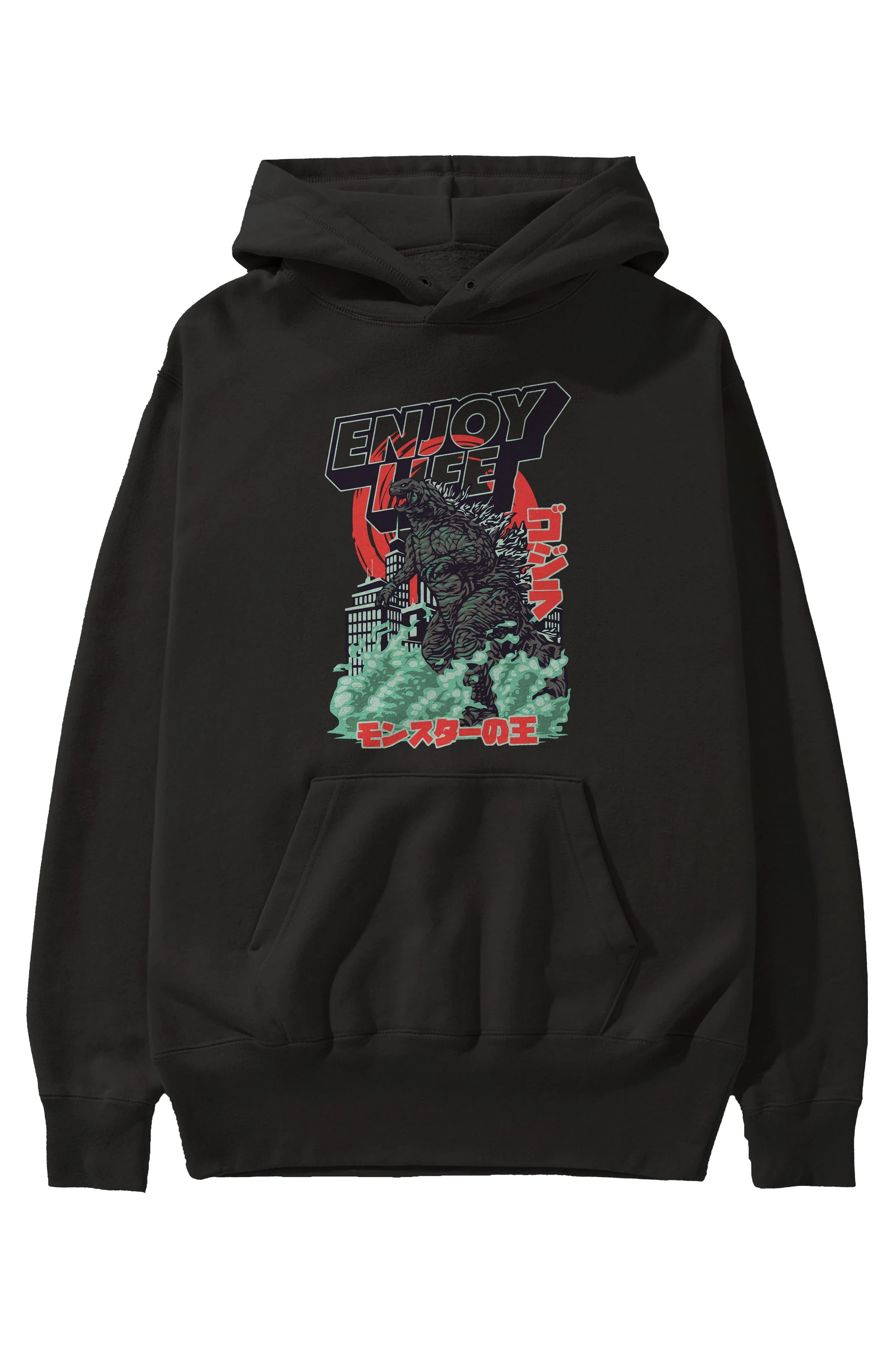 Godzilla Ön Baskılı Hoodie Oversize Kapüşonlu Sweatshirt Erkek Kadın Unisex