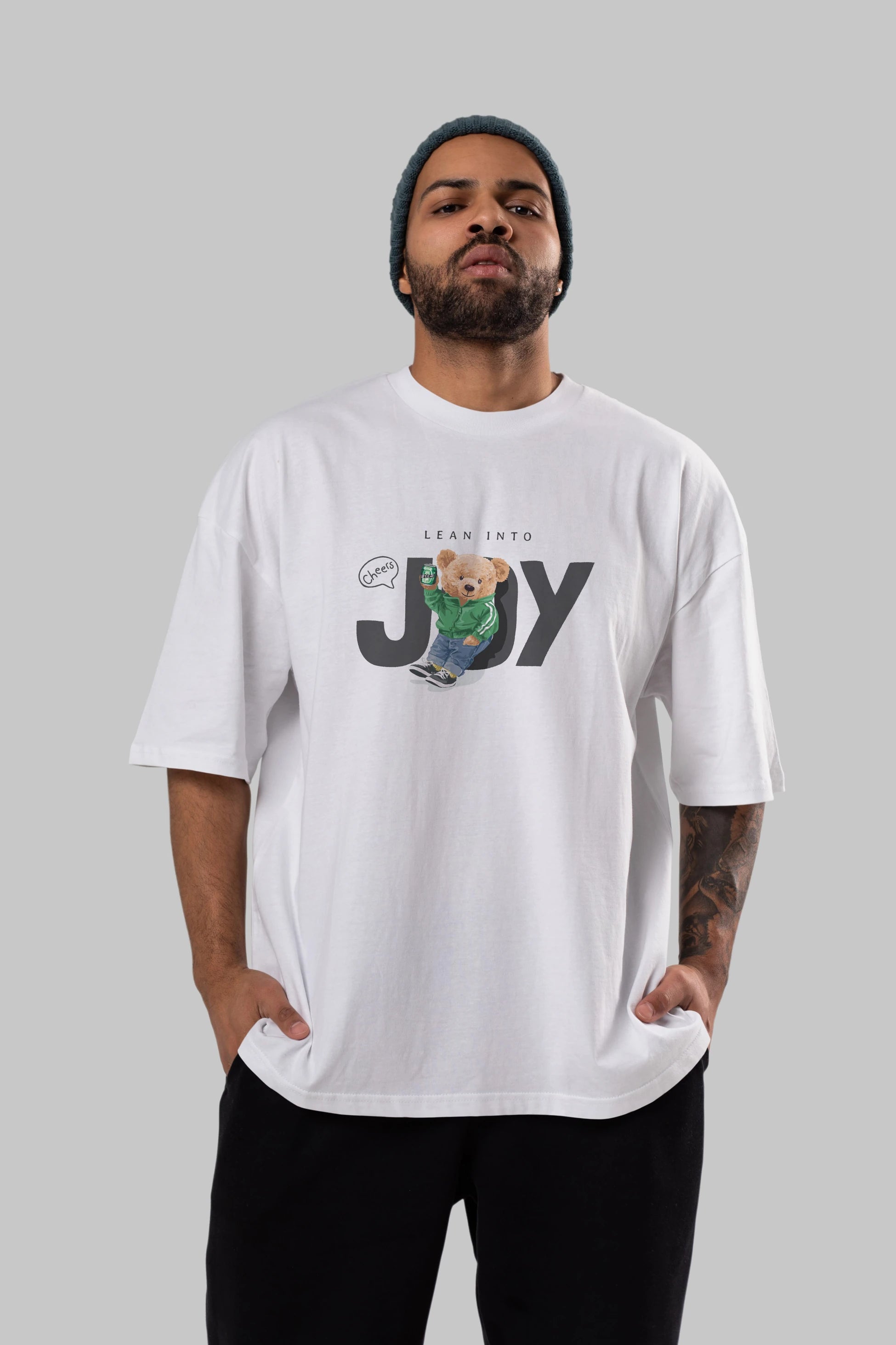 Teddy Bear Joy Ön Baskılı Oversize t-shirt Erkek Kadın Unisex %100 Pamuk