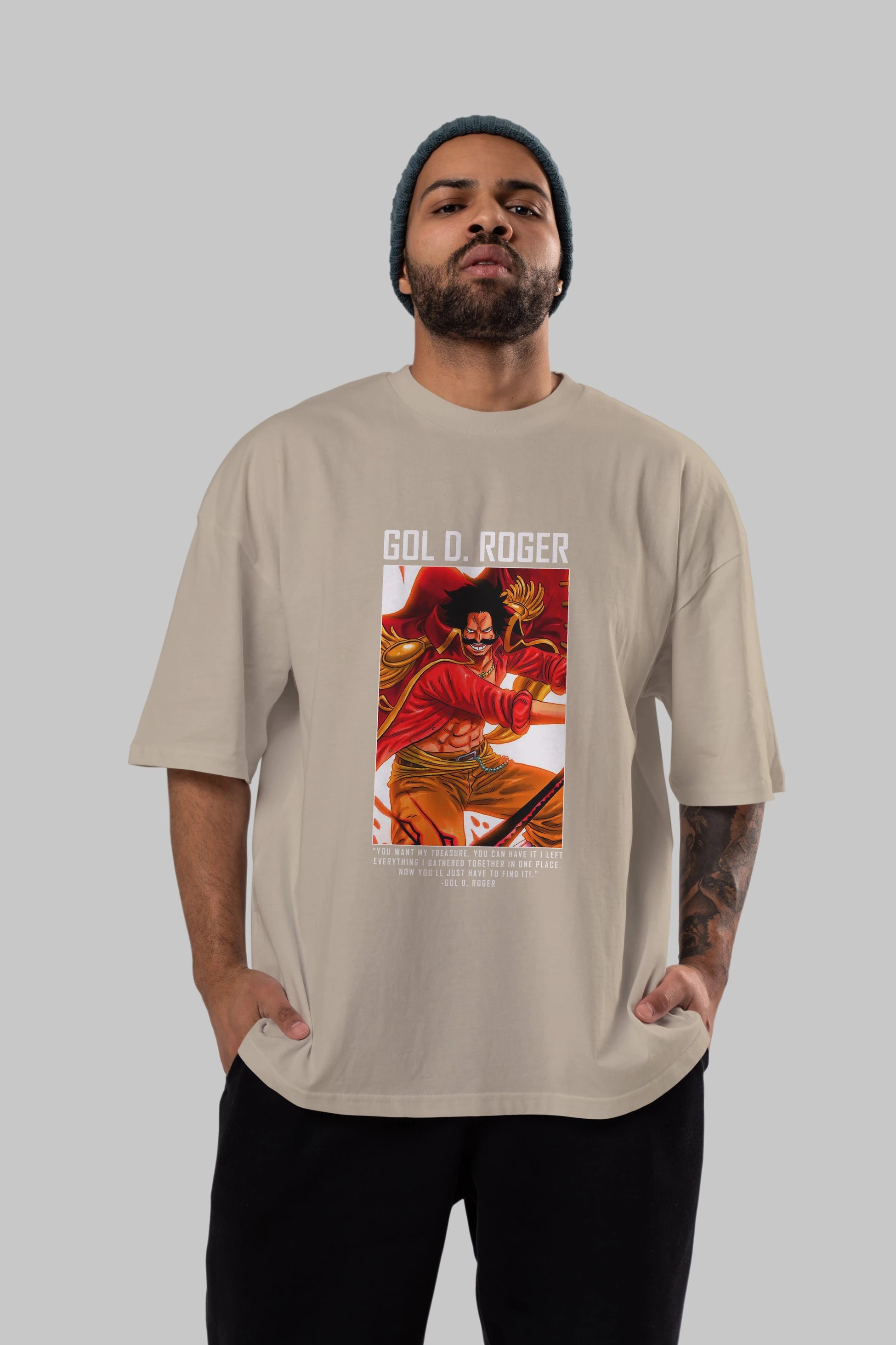 Gol D. Roger Anime Ön Baskılı Oversize t-shirt Erkek Kadın Unisex