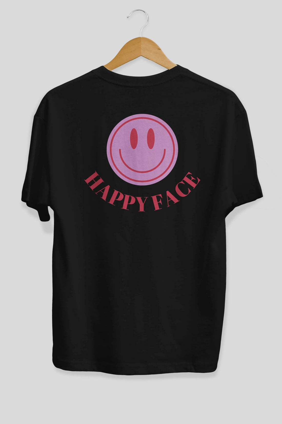 Happy Face Yazılı Arka Baskılı Oversize t-shirt Erkek Kadın Unisex