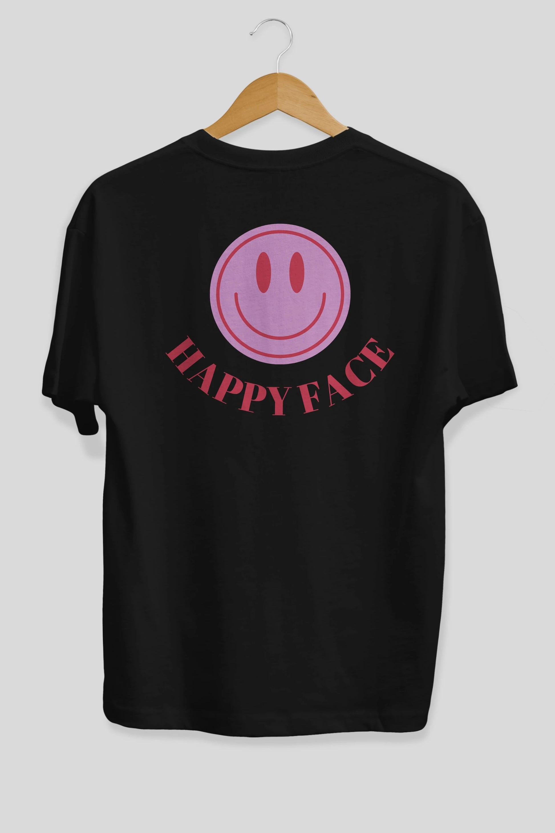 Happy Face Yazılı Arka Baskılı Oversize t-shirt Erkek Kadın Unisex