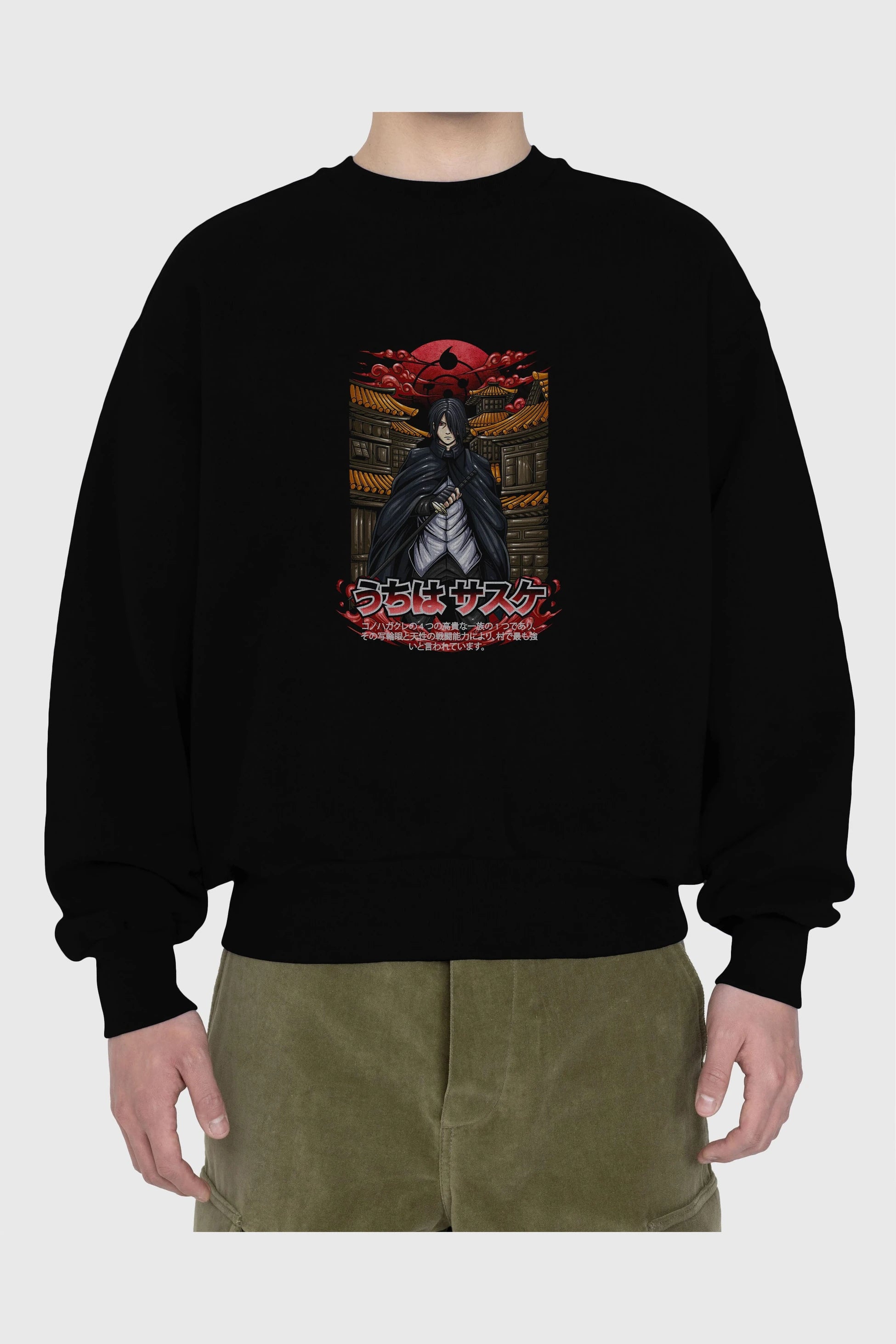 NARUTO SASUKE UCHIHA 1 Anime Ön Baskılı Oversize Sweatshirt Erkek Kadın Unisex