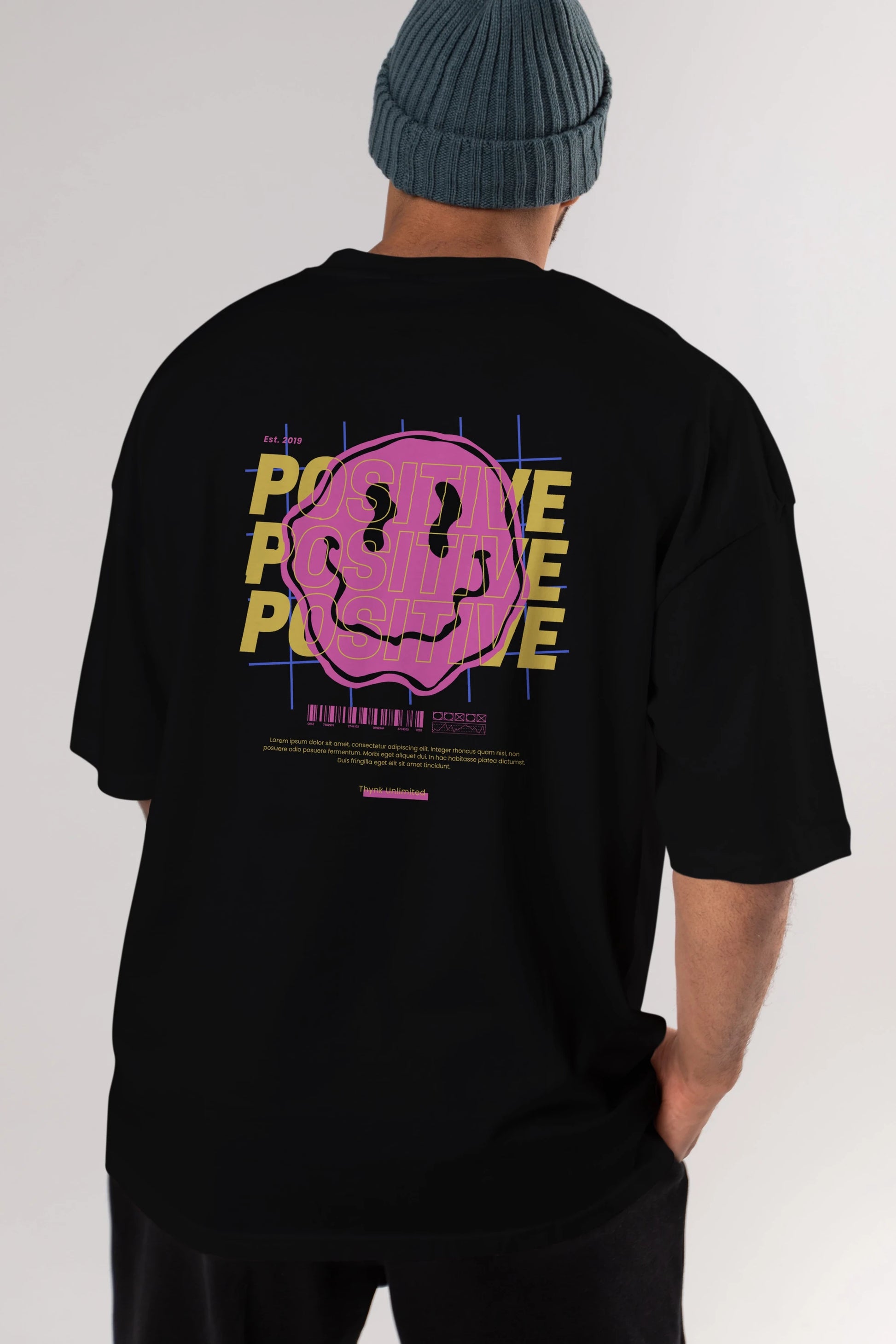 Positive 2 Arka Baskılı Oversize t-shirt Erkek Kadın Unisex