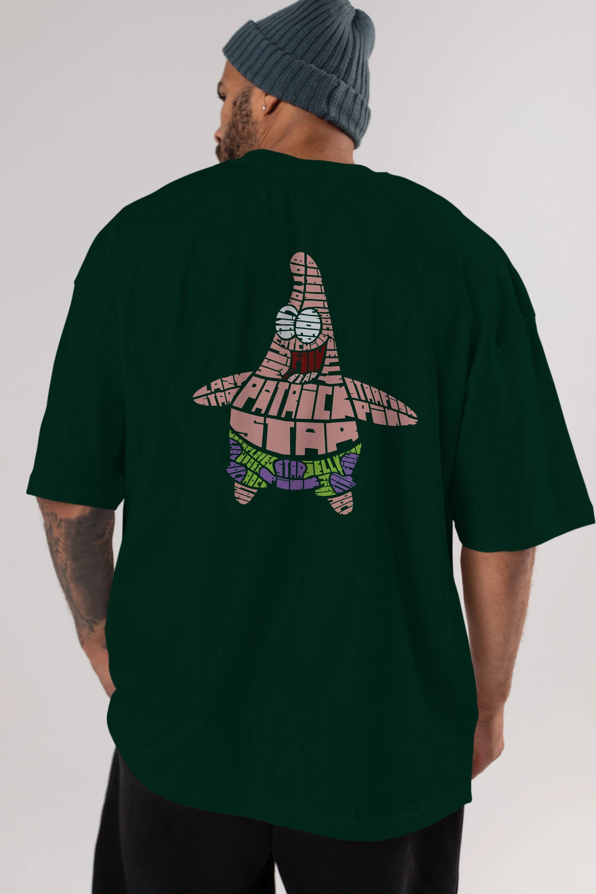 Patrick Star Arka Baskılı Oversize t-shirt %100 pamuk Erkek Kadın Unisex