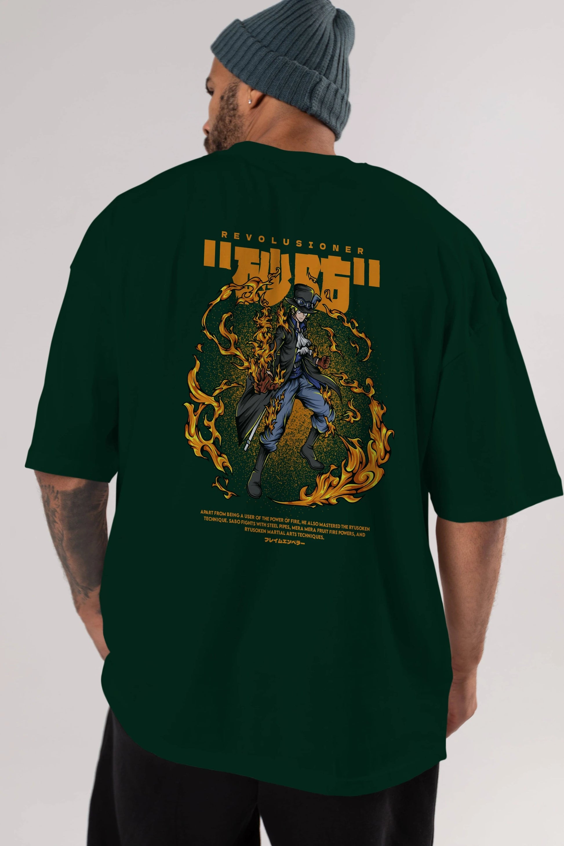 Revolusioner Sabo Anime Arka Baskılı Oversize t-shirt Erkek Kadın Unisex